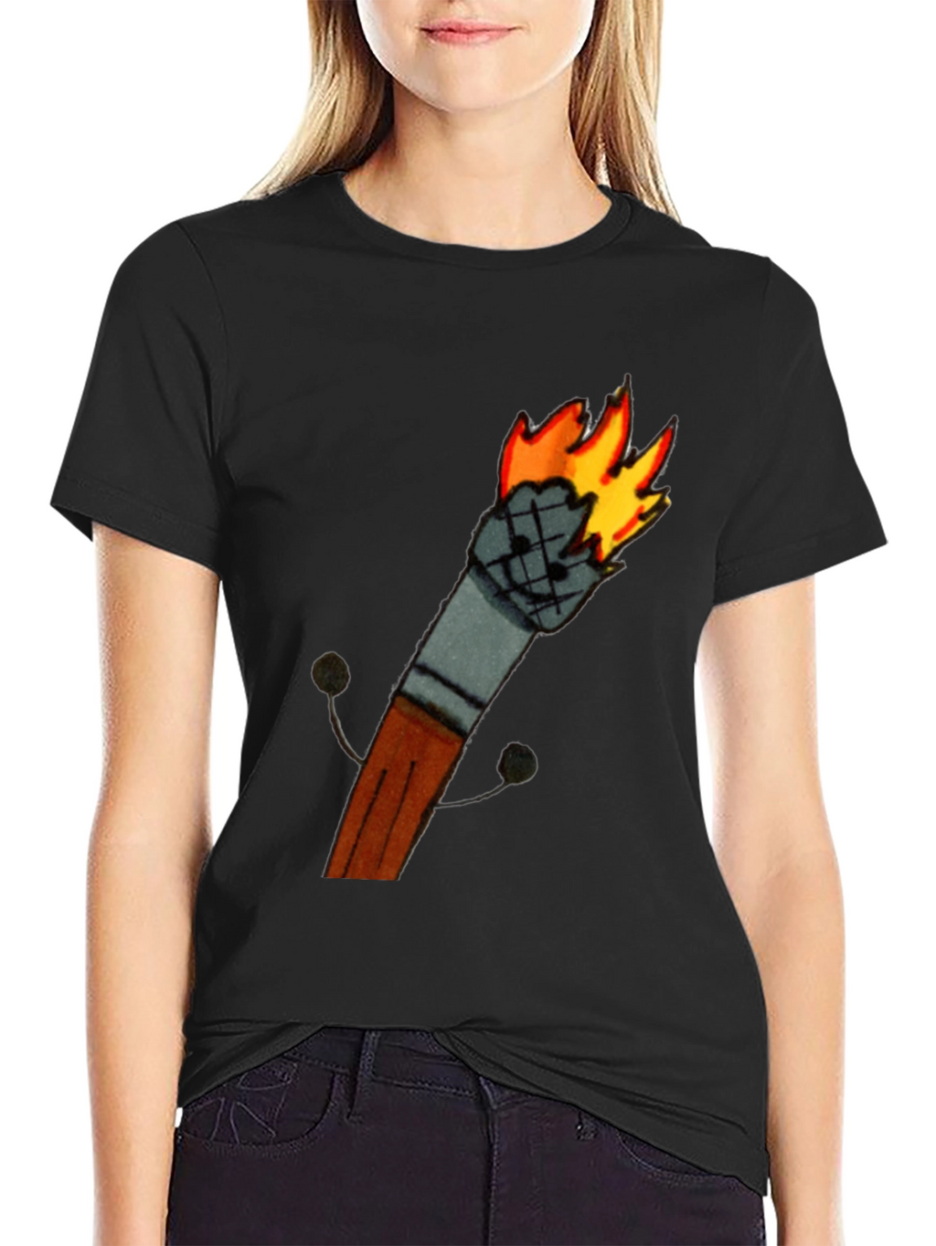 Funny Matchstick Cartoon Graphic T-Shirt
