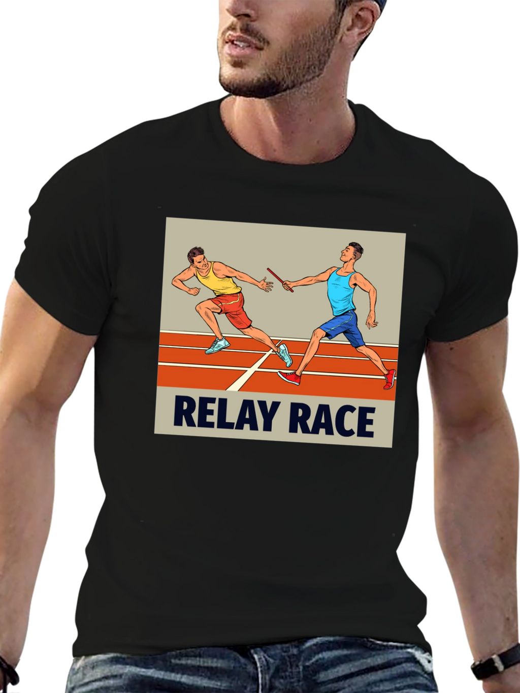 Relay Race Graphic Tee - Black