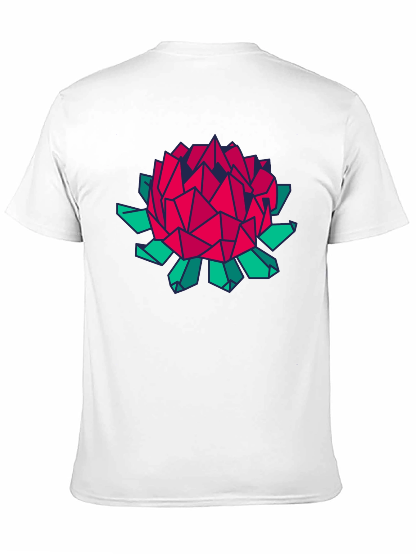 Geometric Floral Print Black T-Shirt