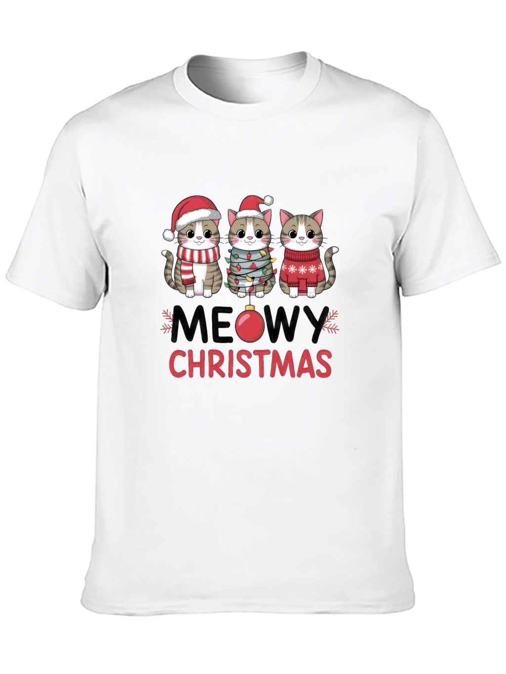 Meowy Christmas Cat T-Shirt Festive Holiday Apparel
