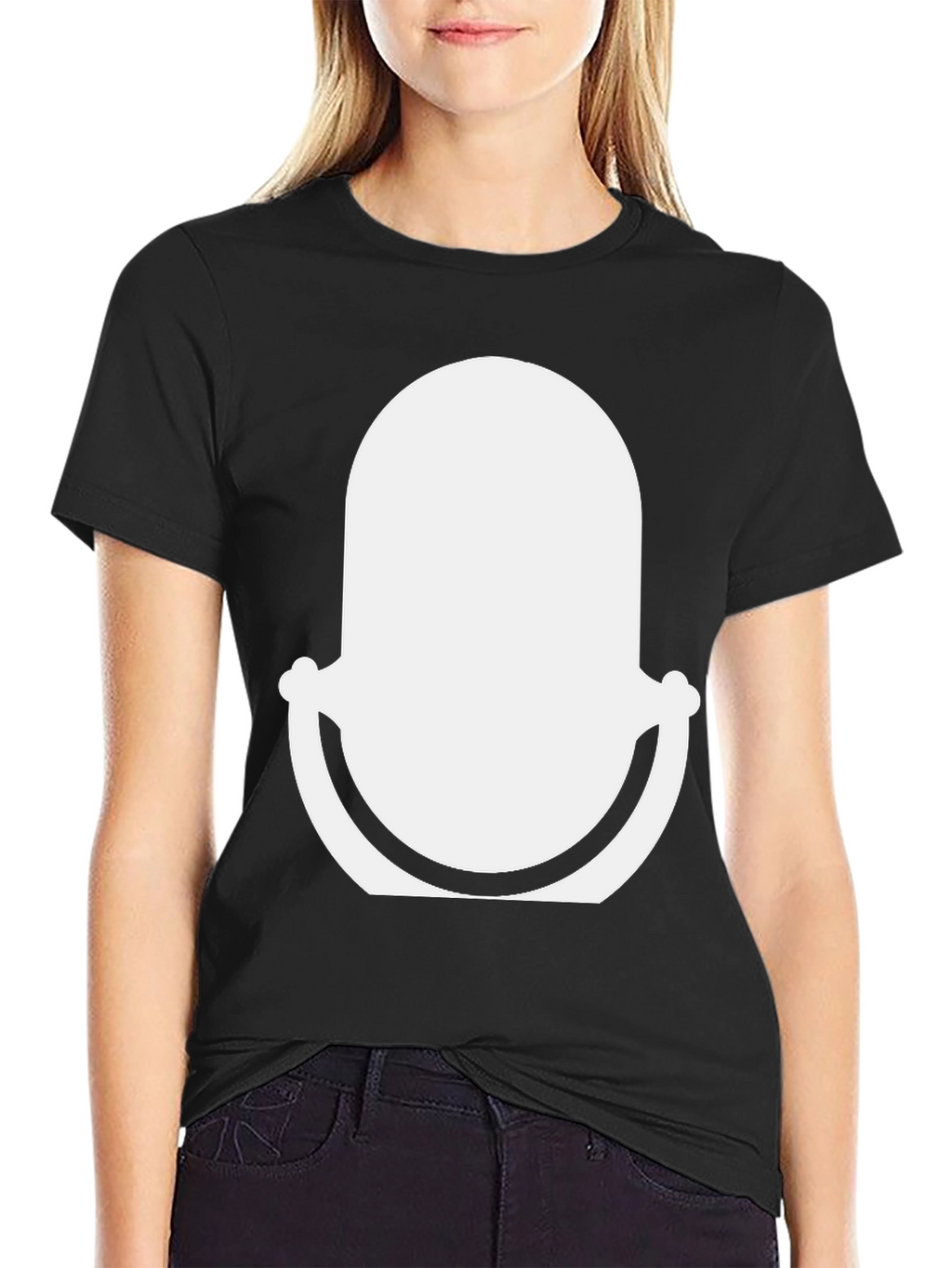 Black T-Shirt with Abstract White Graphic Design