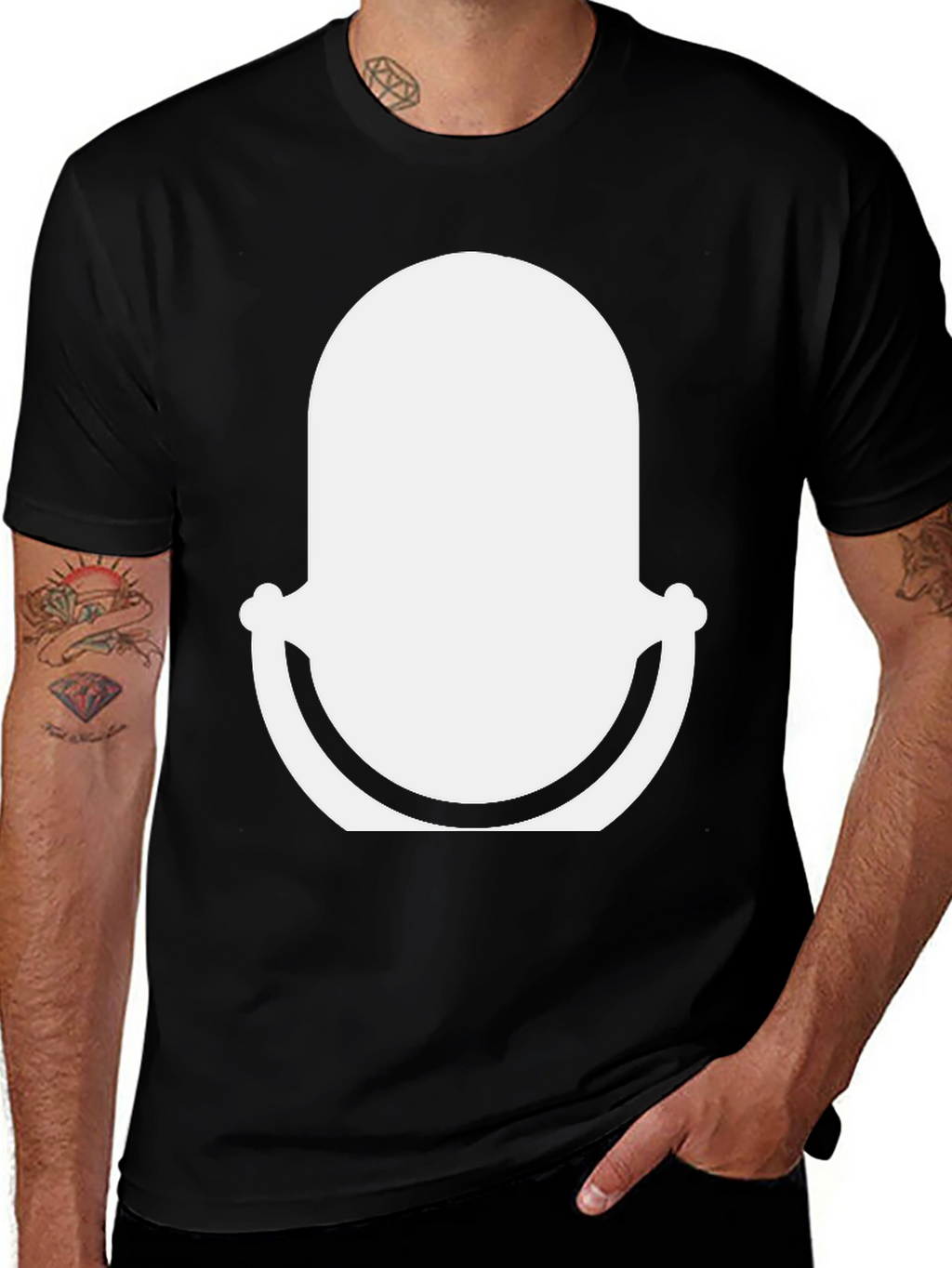 Black T-Shirt with Abstract White Graphic Design