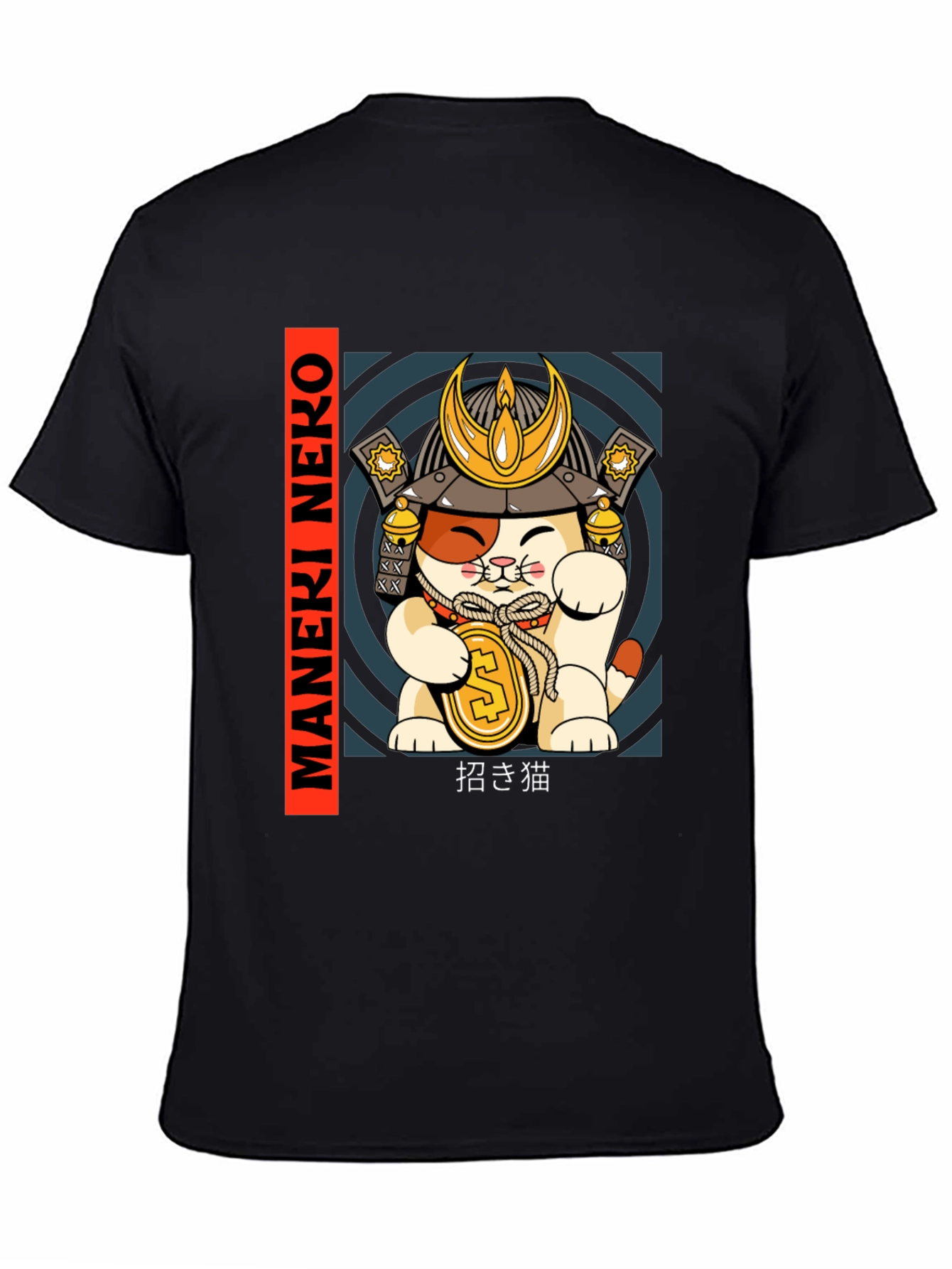 Maneki Neko Samurai Cat T-Shirt - Lucky Cat Tee