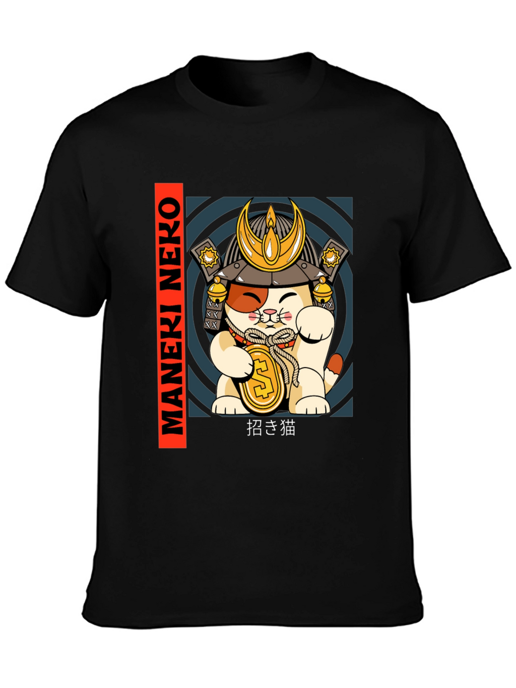 Maneki Neko Samurai Cat T-Shirt - Lucky Cat Tee