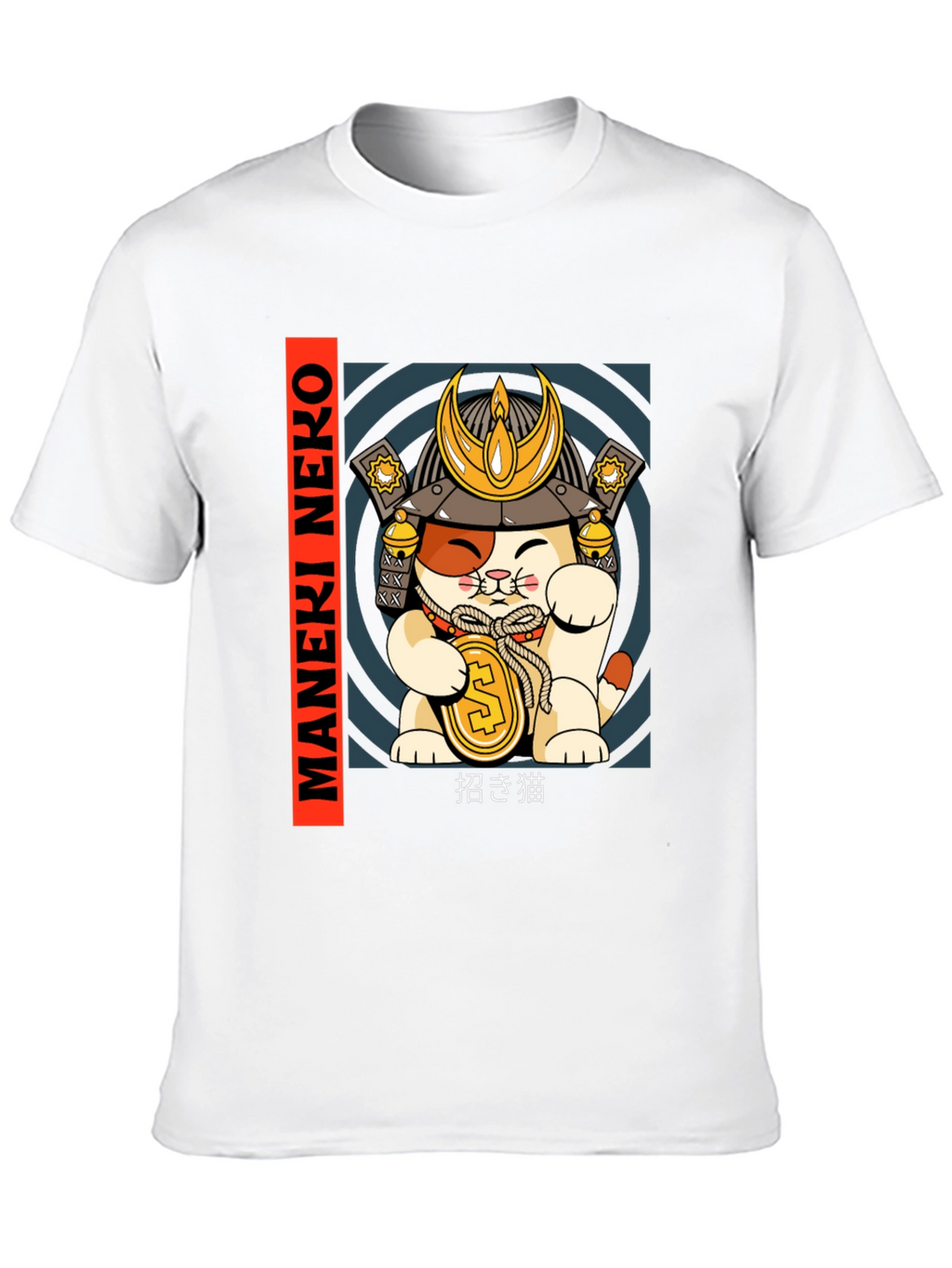 Maneki Neko Samurai Cat T-Shirt - Lucky Cat Tee