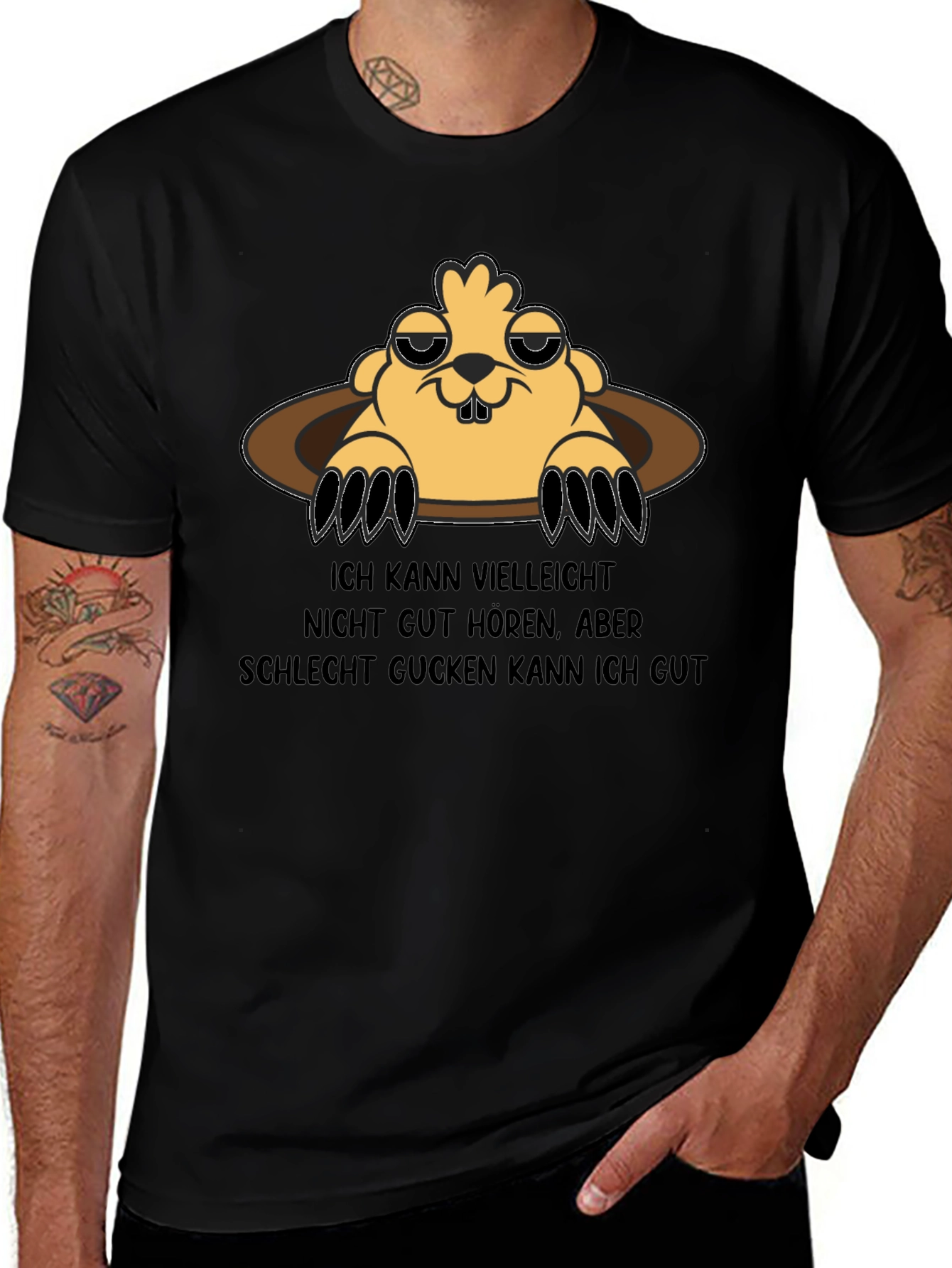 Funny Groundhog T-Shirt - Cant Hear But I See Great