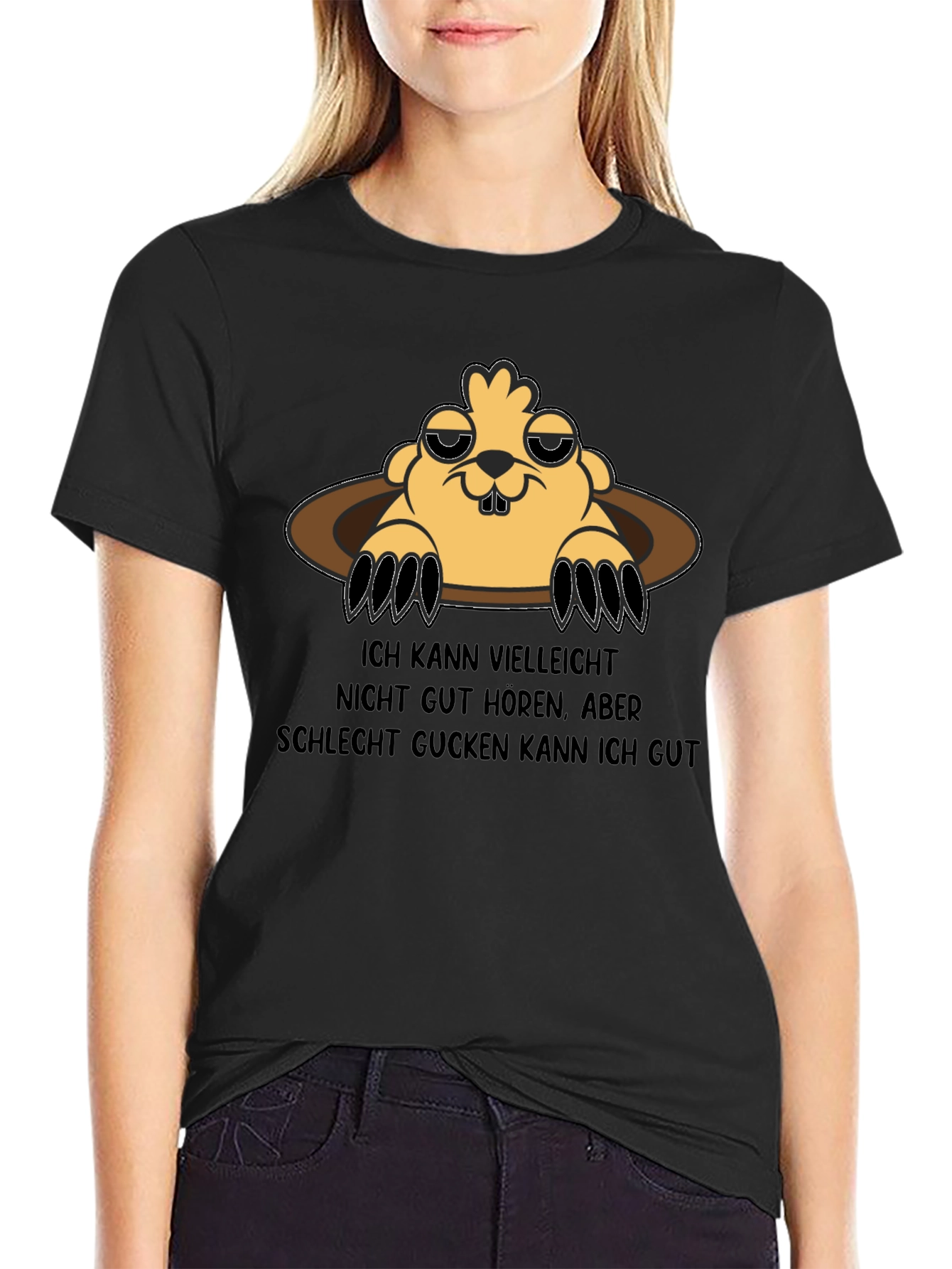 Funny Groundhog T-Shirt - Cant Hear But I See Great