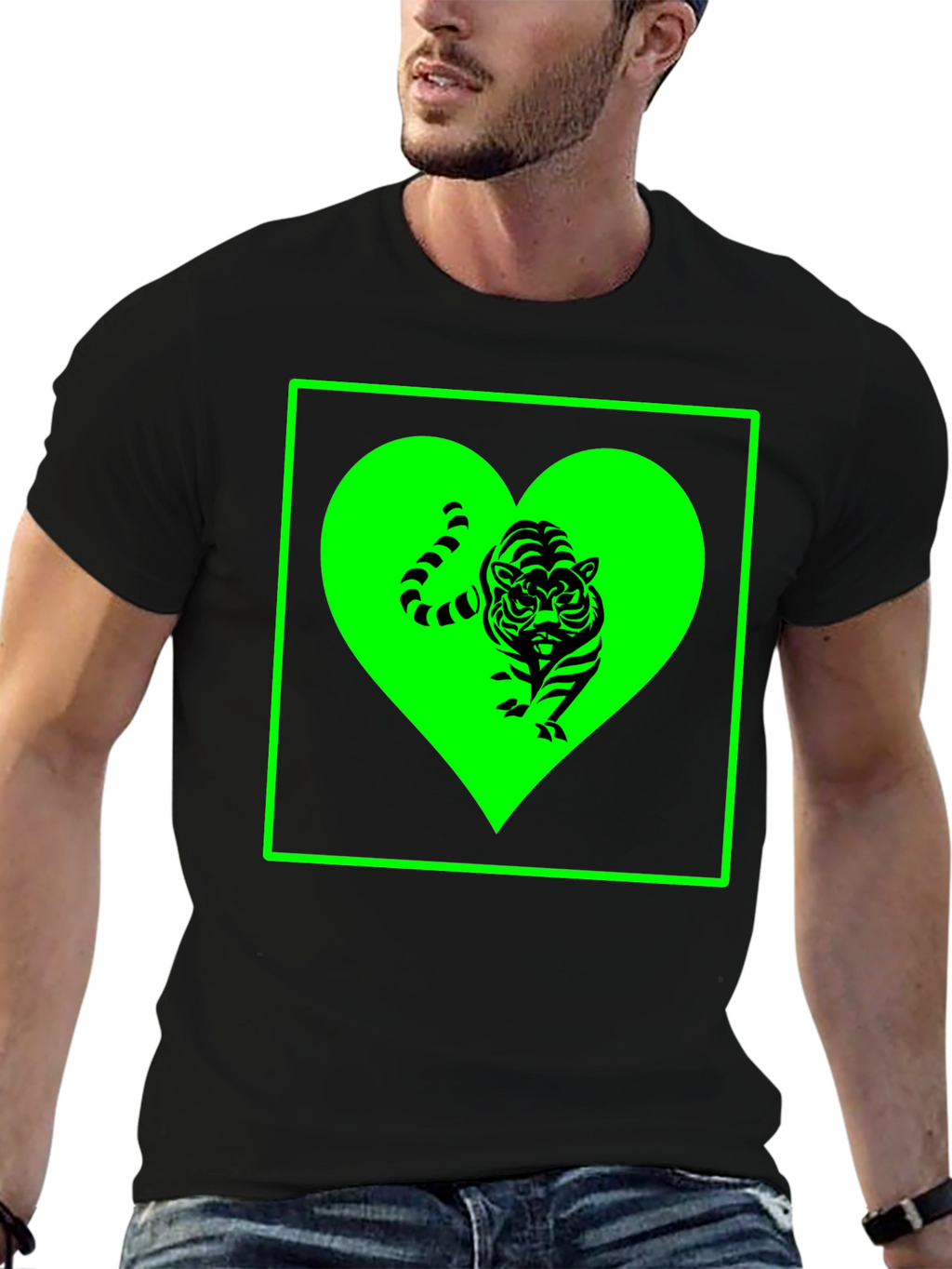 Tiger Heart Graphic Tee - Trendy Black T-Shirt
