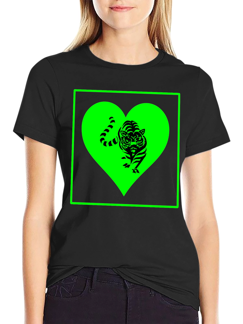 Tiger Heart Graphic Tee - Trendy Black T-Shirt