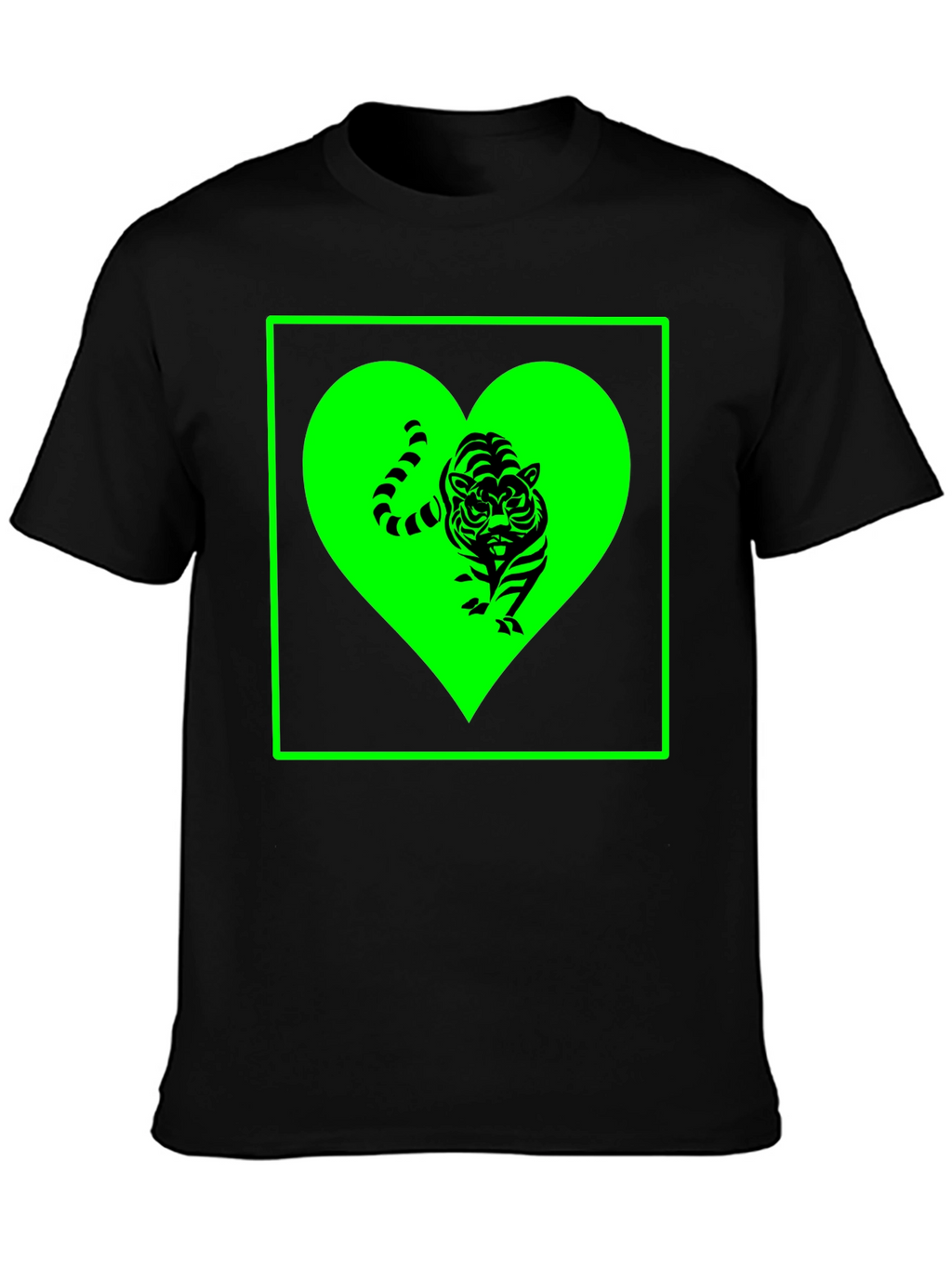 Tiger Heart Graphic Tee - Trendy Black T-Shirt