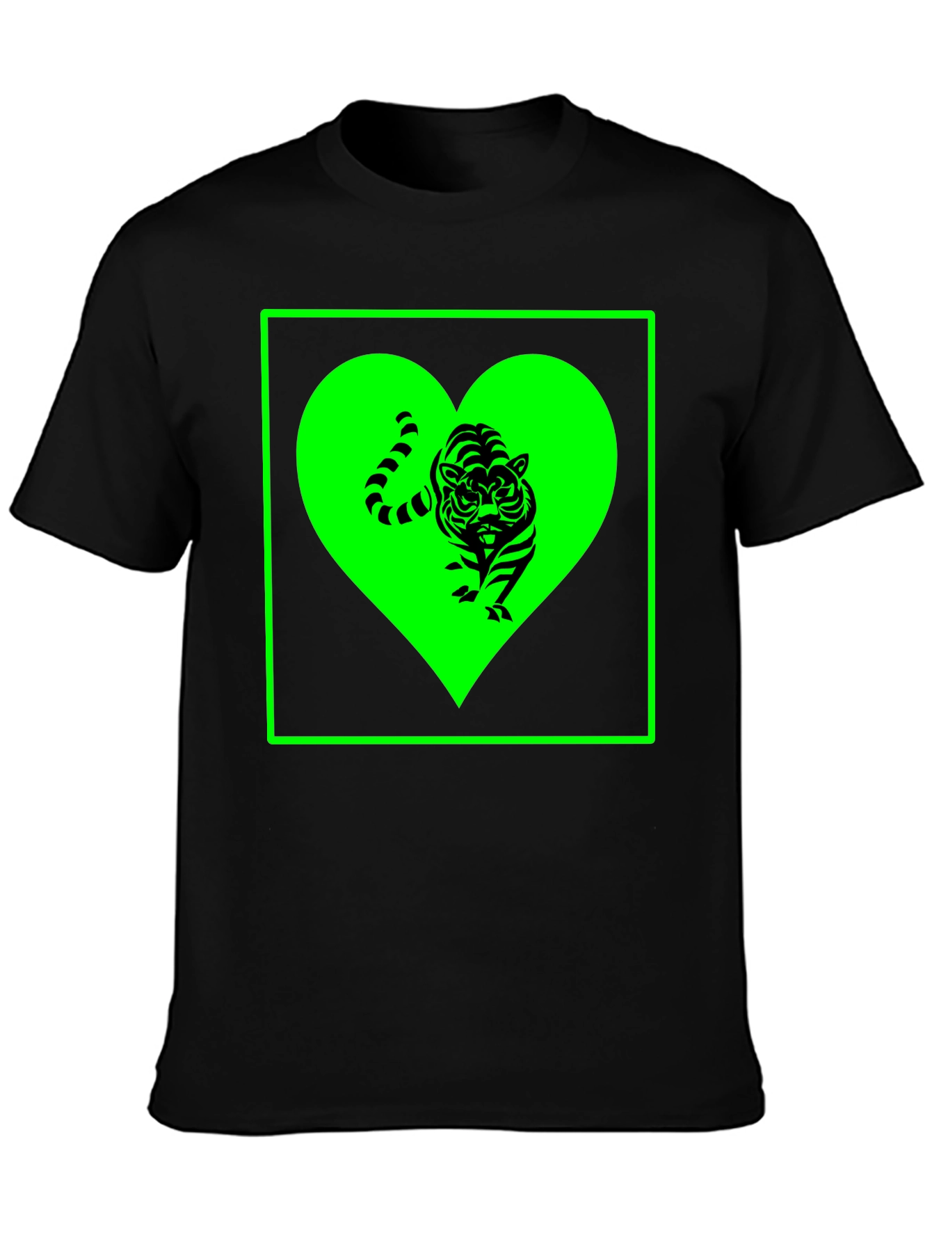 Tiger Heart Graphic Tee - Trendy Black T-Shirt