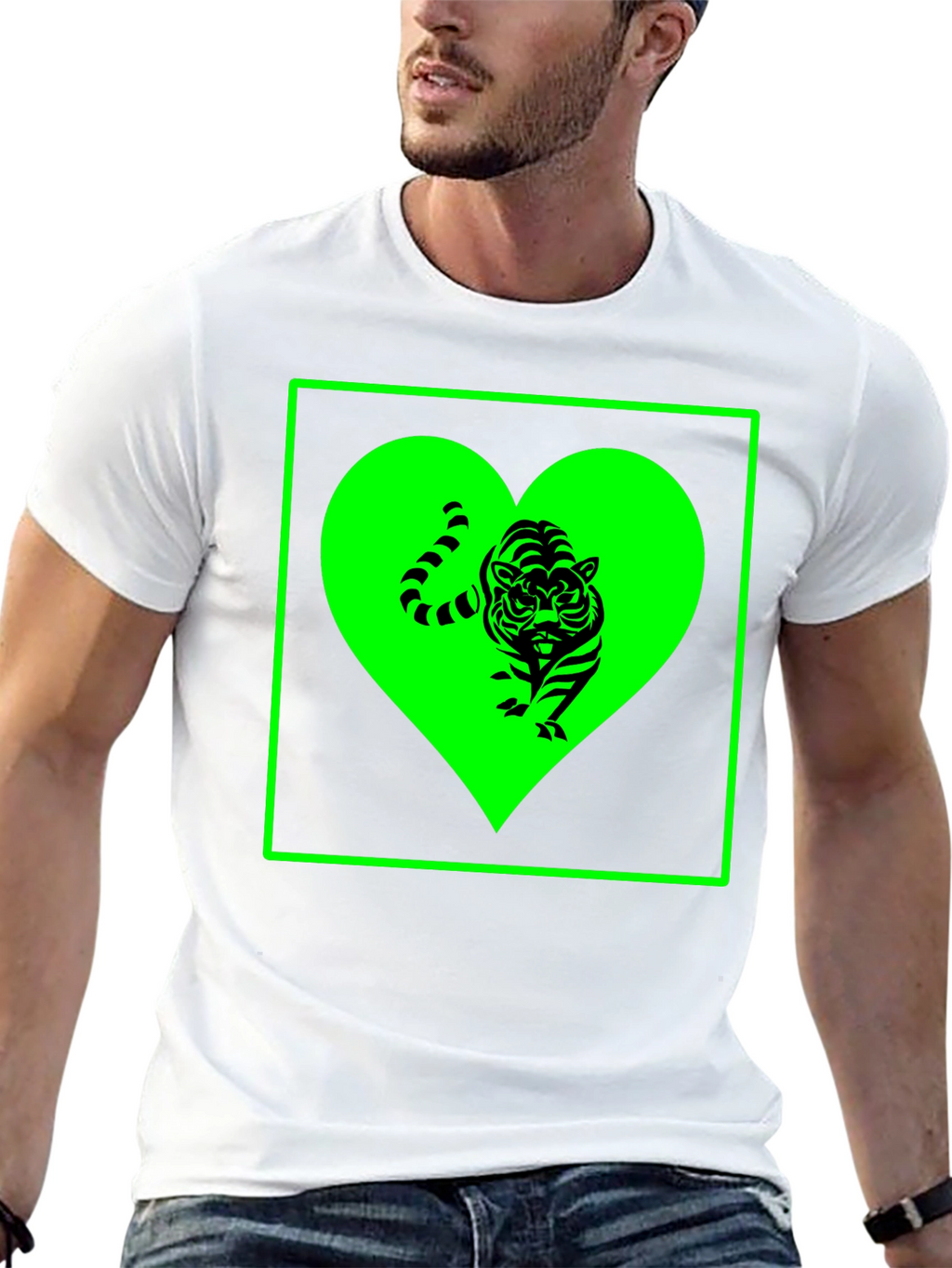 Tiger Heart Graphic Tee - Trendy Black T-Shirt