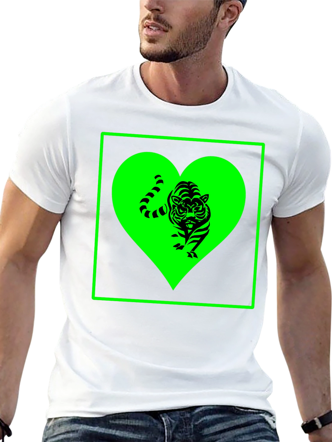 Tiger Heart Graphic Tee - Trendy Black T-Shirt