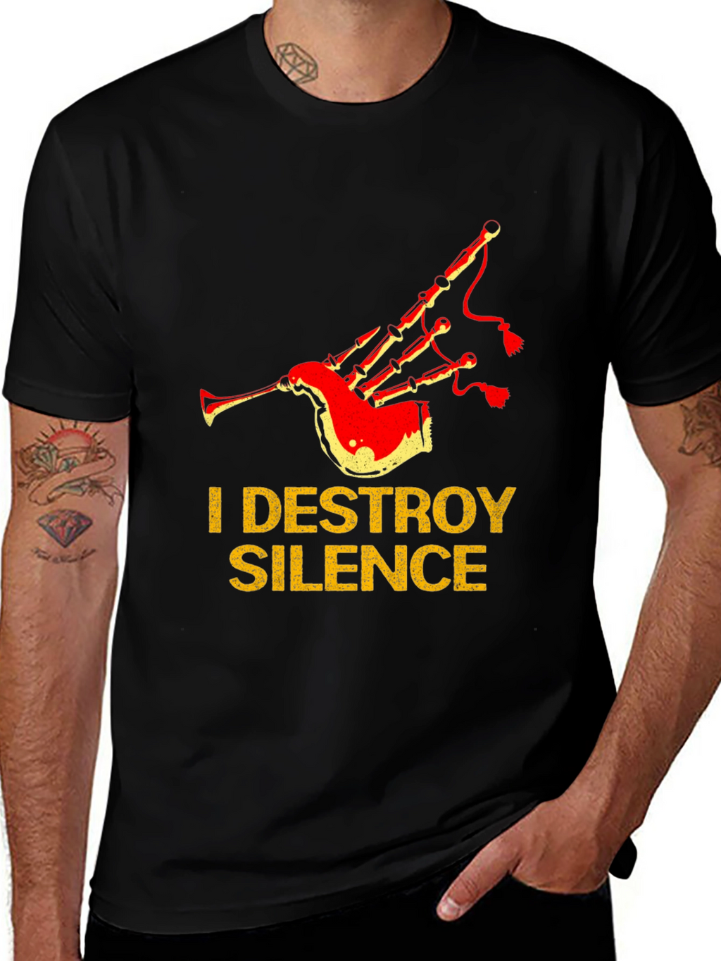 I Destroy Silence Bagpipe T-Shirt