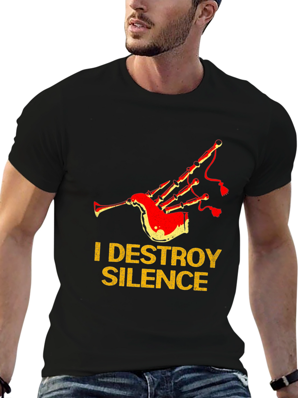 I Destroy Silence Bagpipe T-Shirt