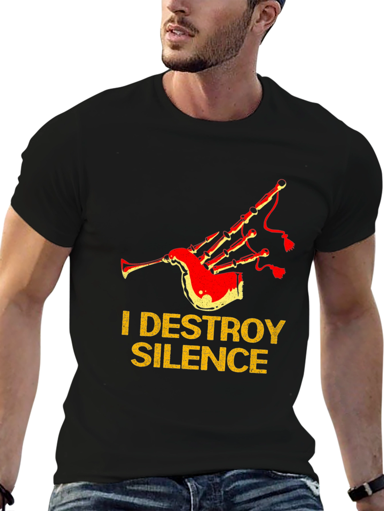 I Destroy Silence Bagpipe T-Shirt