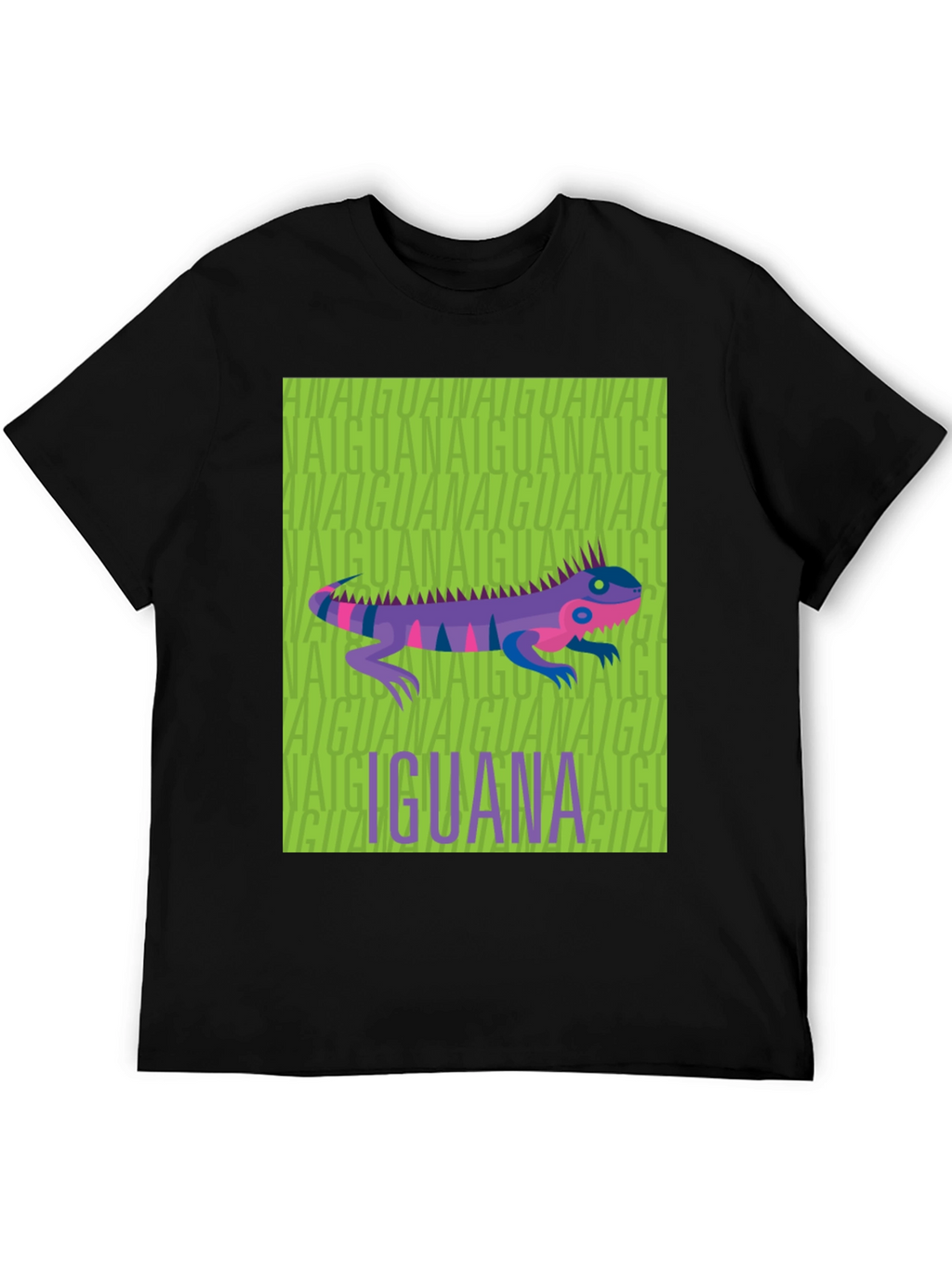 Iguana Graphic Print Black T-Shirt