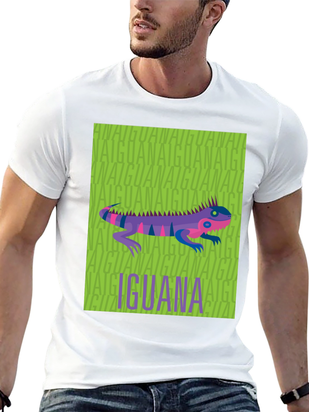 Iguana Graphic Print Black T-Shirt