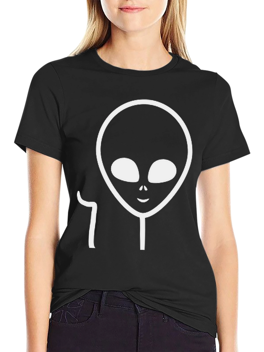 Alien Head Graphic Black T-Shirt