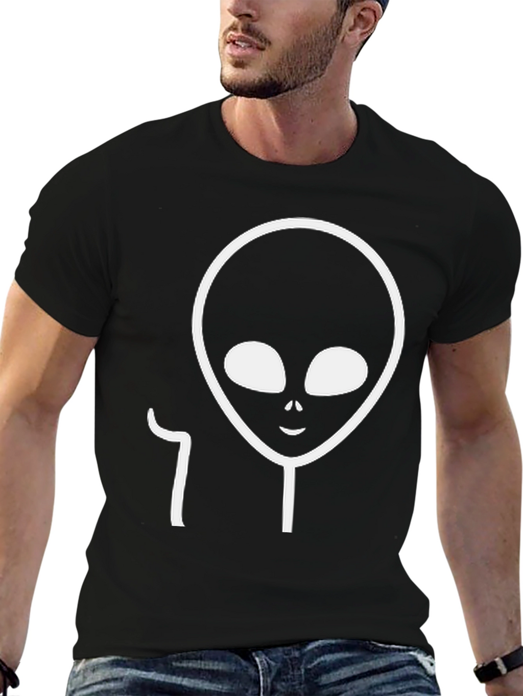 Alien Head Graphic Black T-Shirt