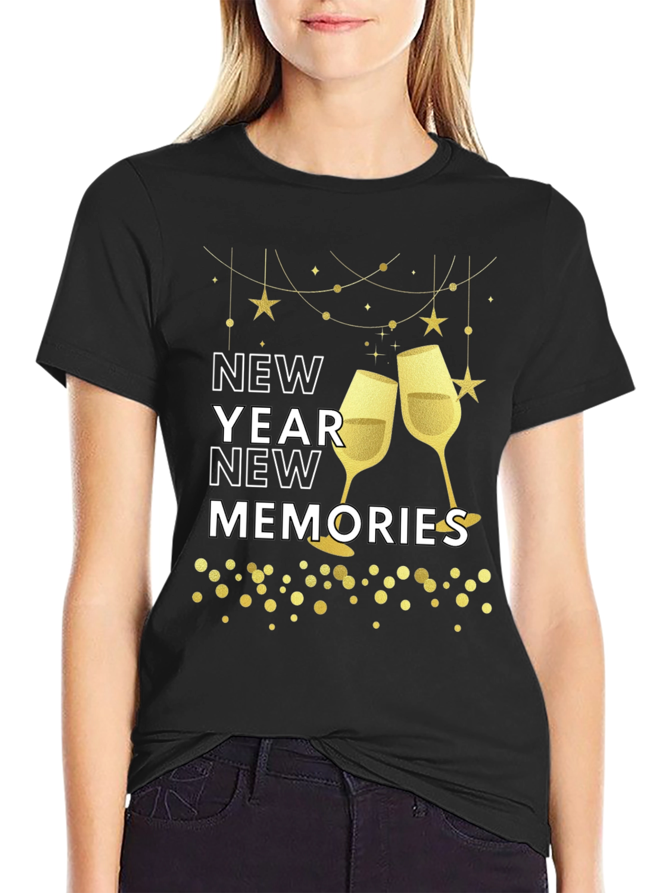 New Year New Memories Graphic Tee - Black