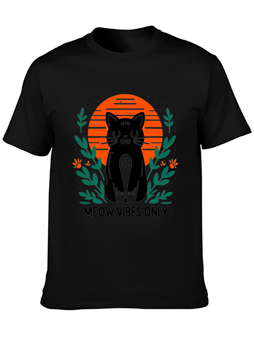 Meow Vibes Only Cat Graphic T-Shirt