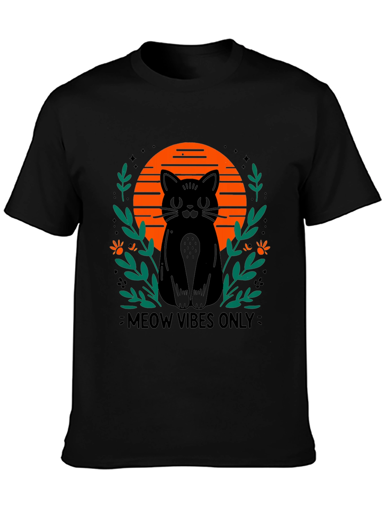 Meow Vibes Only Cat Graphic T-Shirt
