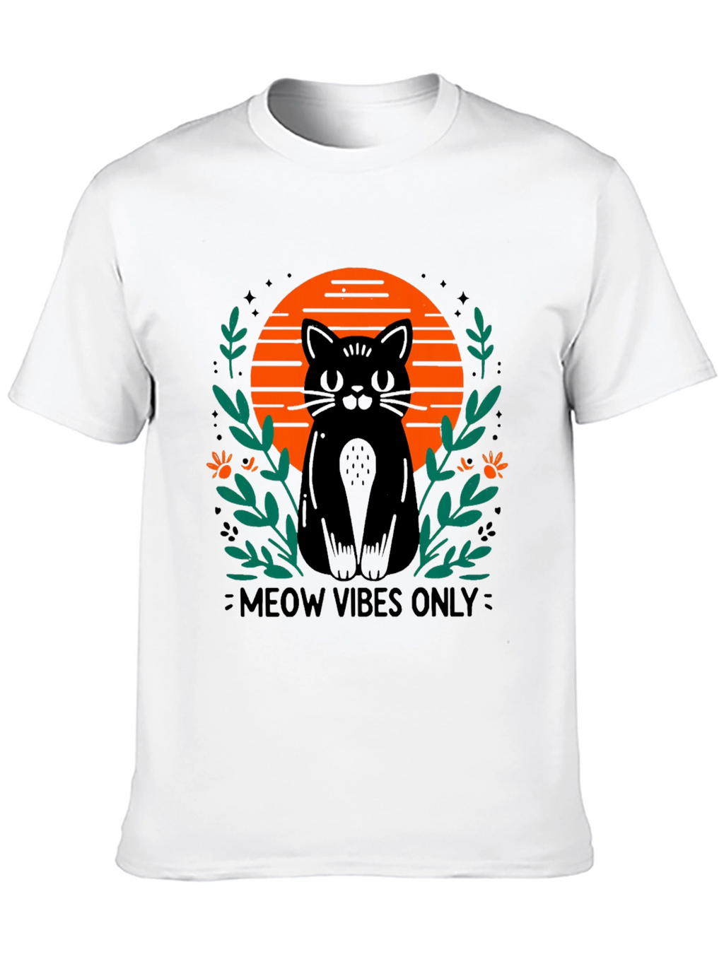 Meow Vibes Only Cat Graphic T-Shirt