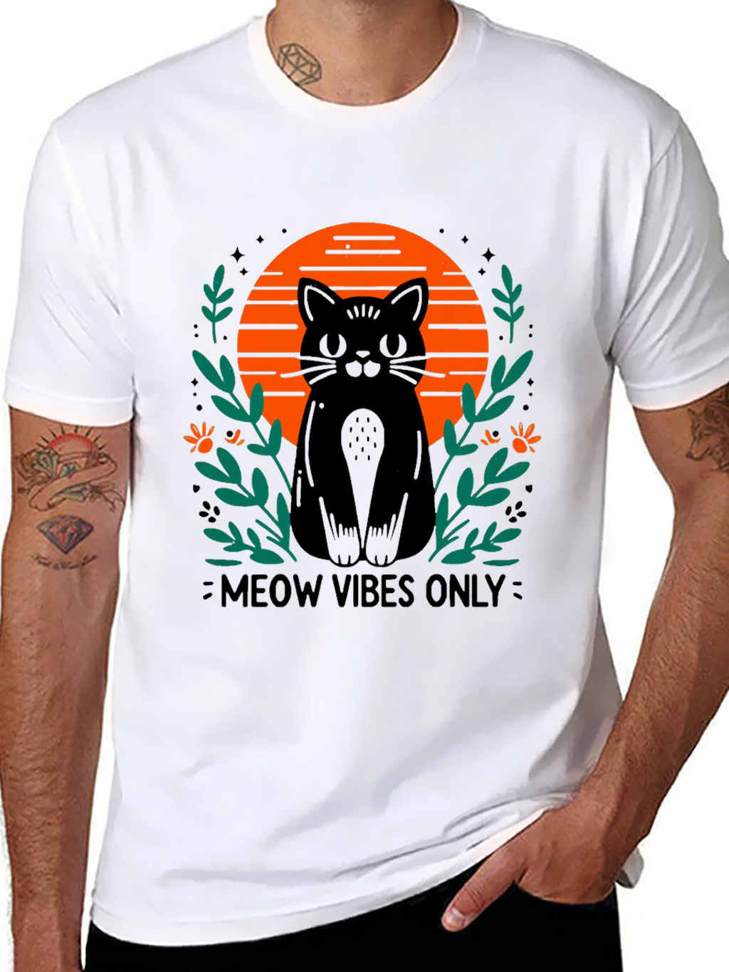 Meow Vibes Only Cat Graphic T-Shirt
