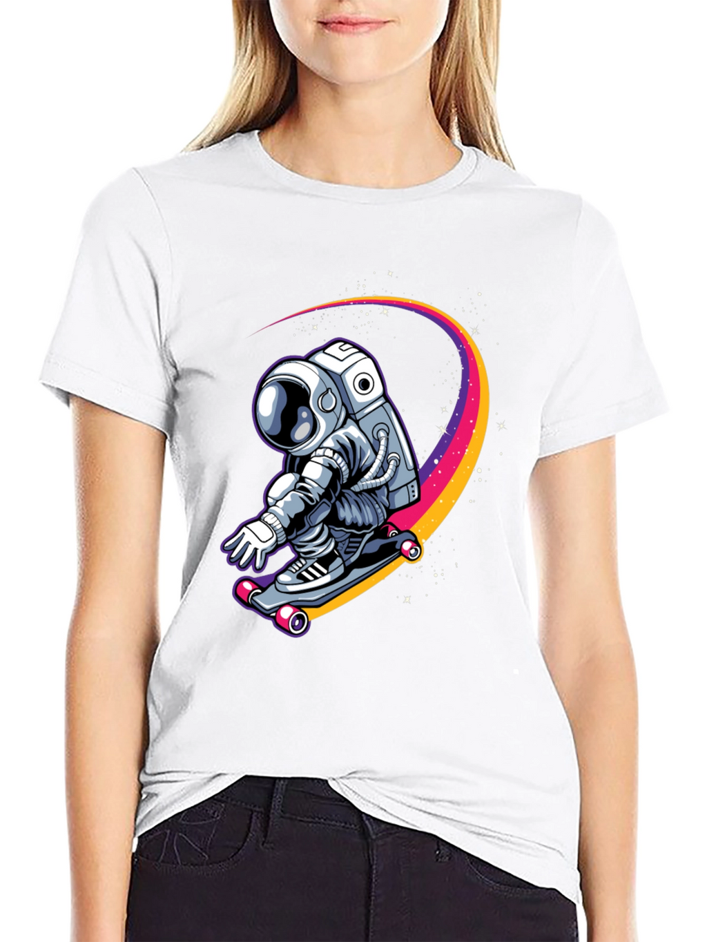 Astronaut Skateboarder Graphic Tee
