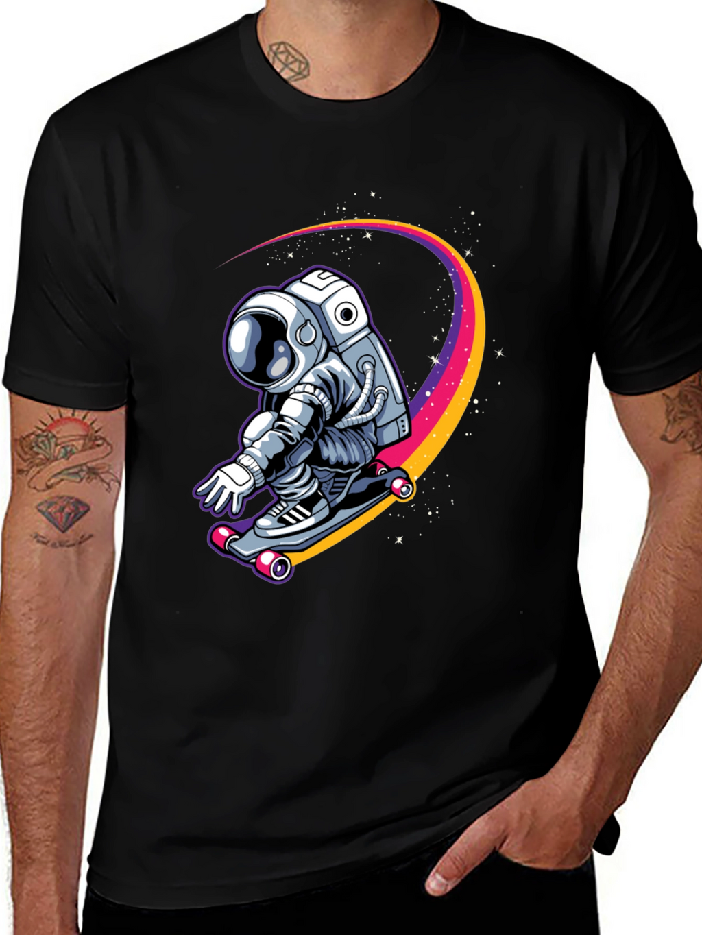 Astronaut Skateboarder Graphic Tee