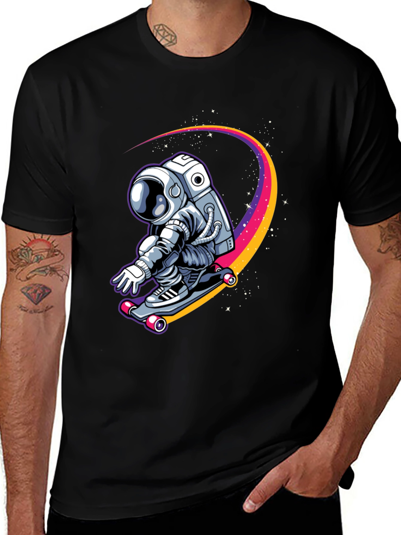 Astronaut Skateboarder Graphic Tee