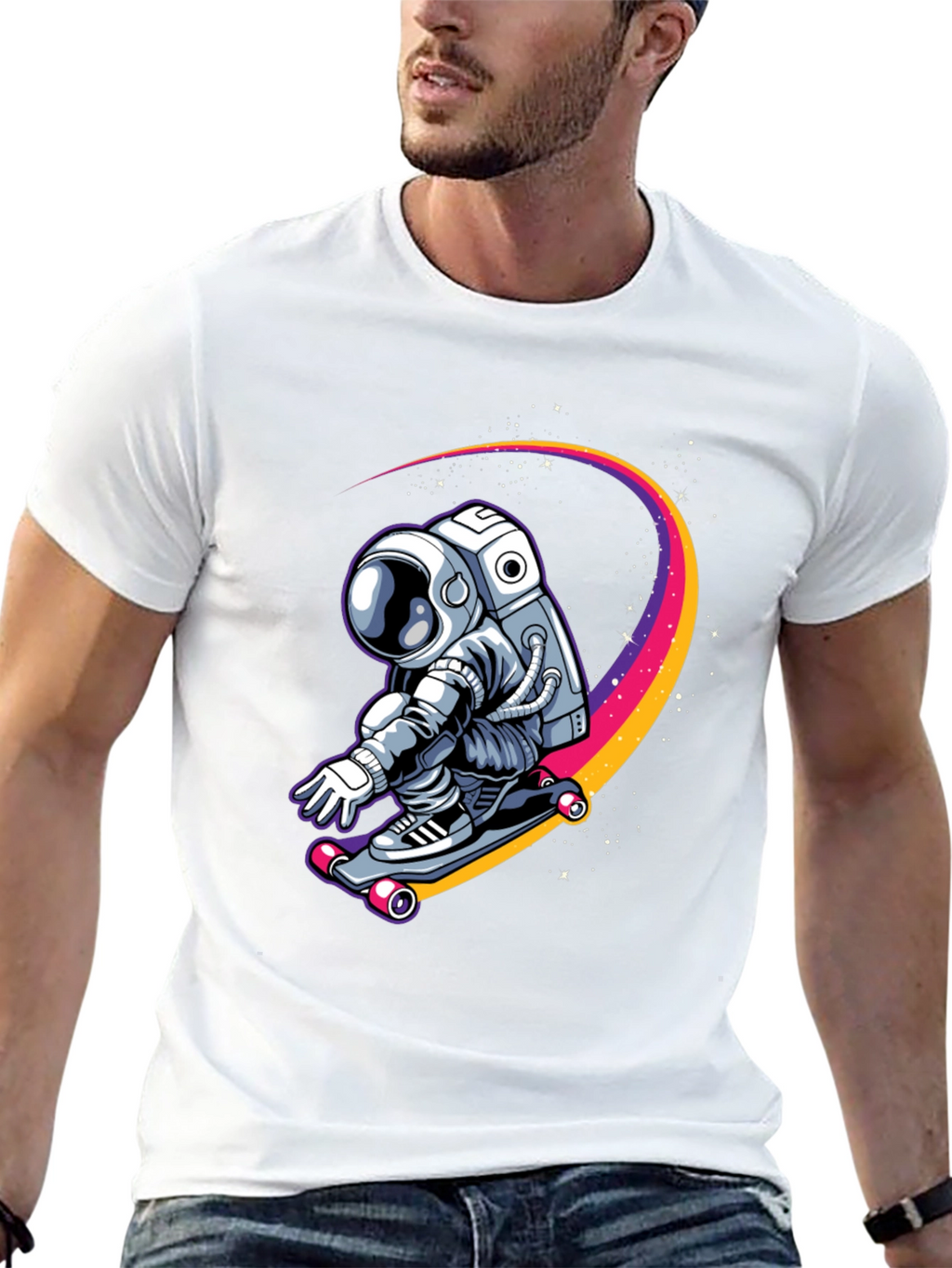 Astronaut Skateboarder Graphic Tee