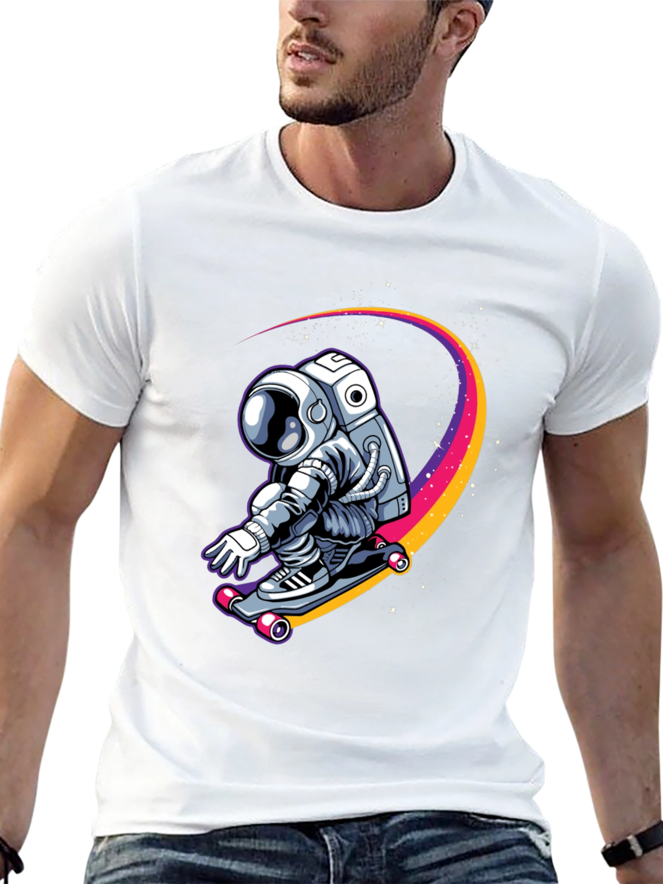 Astronaut Skateboarder Graphic Tee