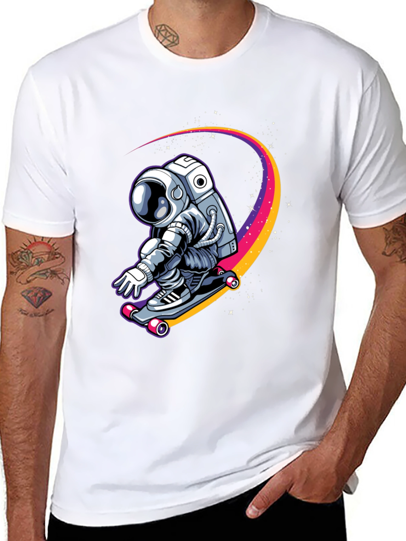 Astronaut Skateboarder Graphic Tee