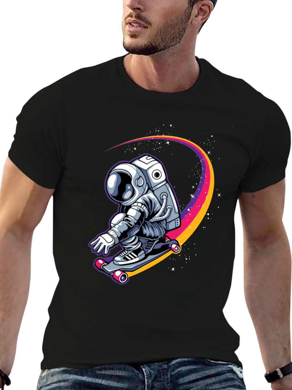 Astronaut Skateboarder Graphic Tee
