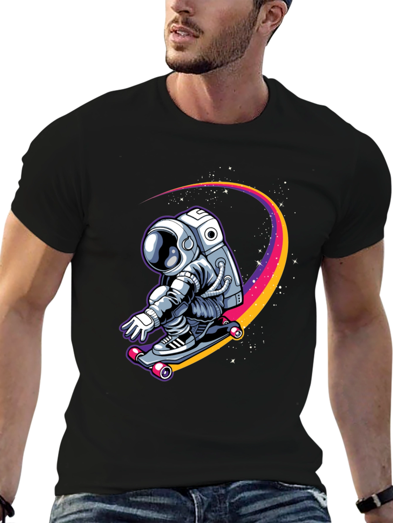Astronaut Skateboarder Graphic Tee