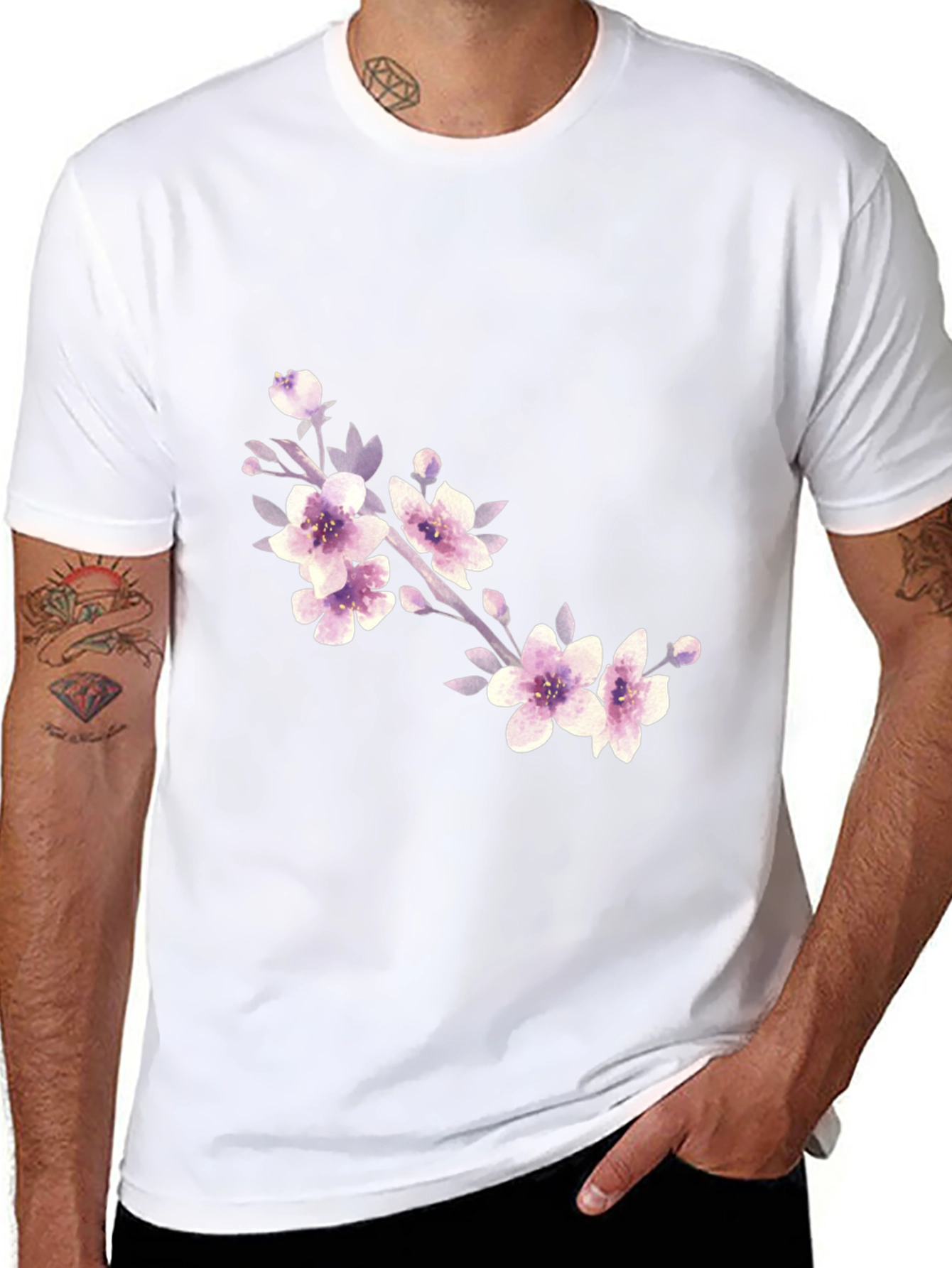 Floral Branch Black T-Shirt