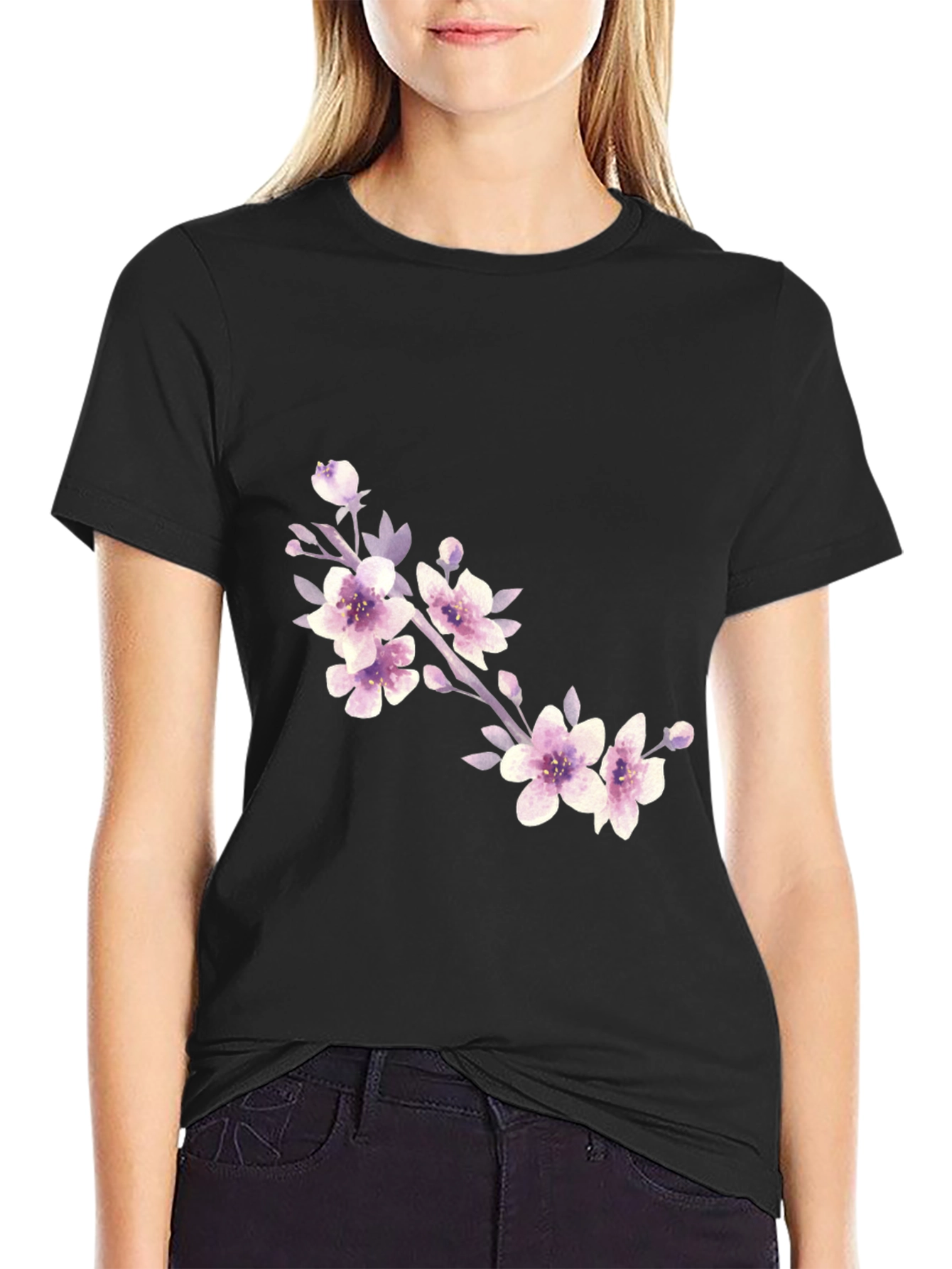 Floral Branch Black T-Shirt