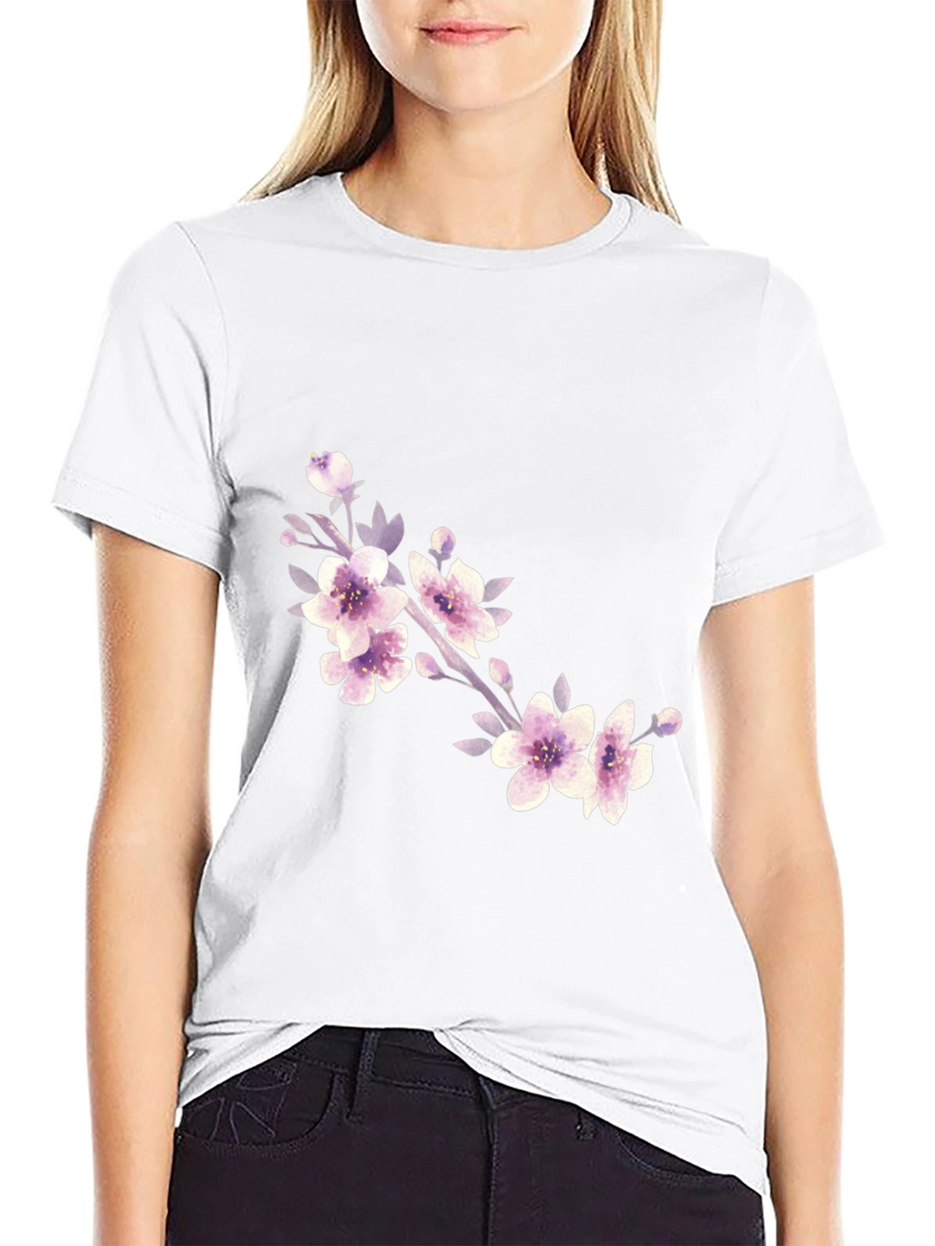 Floral Branch Black T-Shirt
