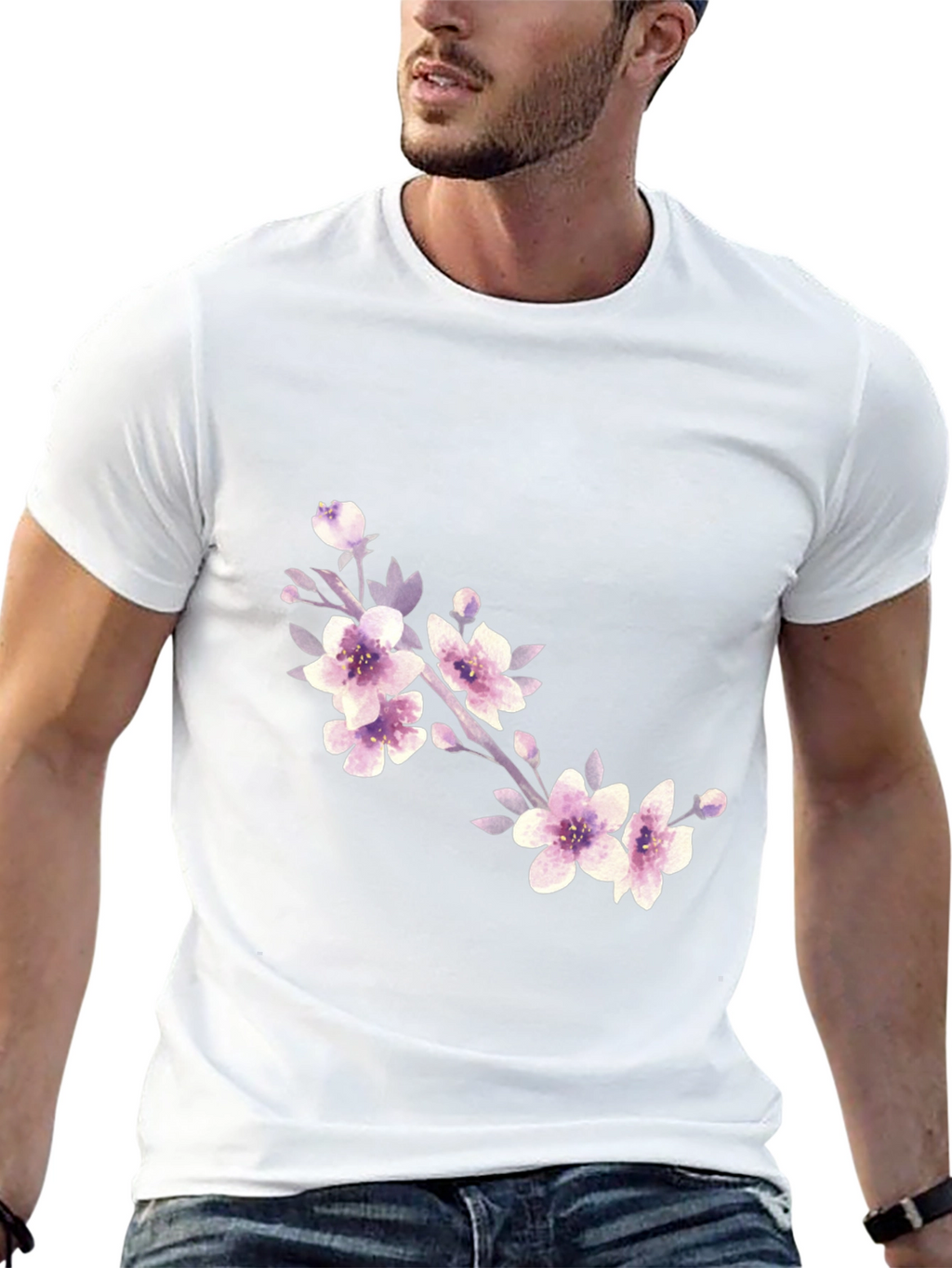 Floral Branch Black T-Shirt
