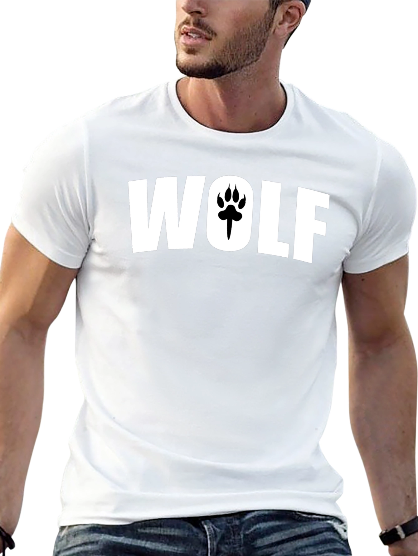 Wolf Paw Print Graphic T-Shirt - Casual Cotton Tee