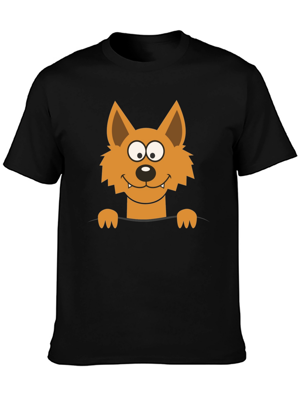 Cartoon Fox Graphic Black T-Shirt