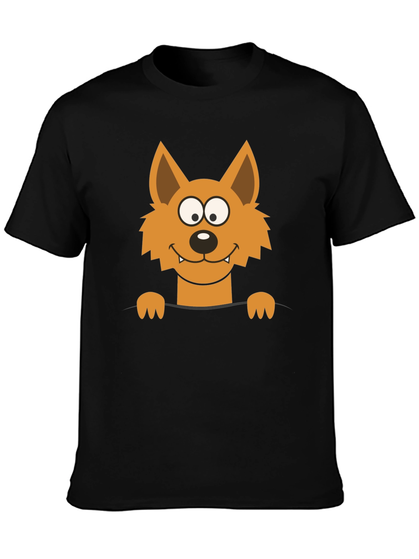 Cartoon Fox Graphic Black T-Shirt