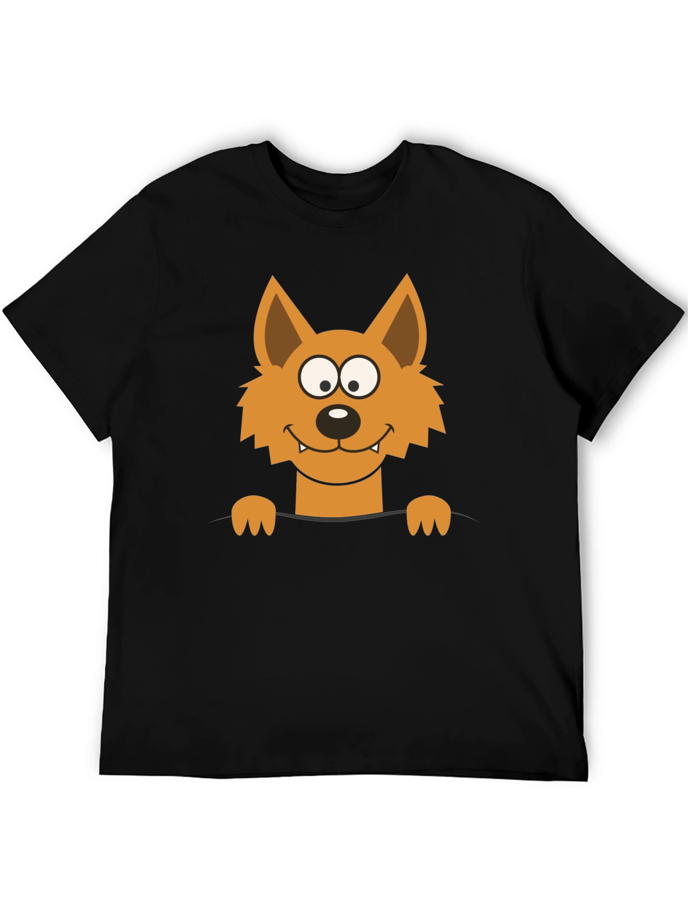 Cartoon Fox Graphic Black T-Shirt