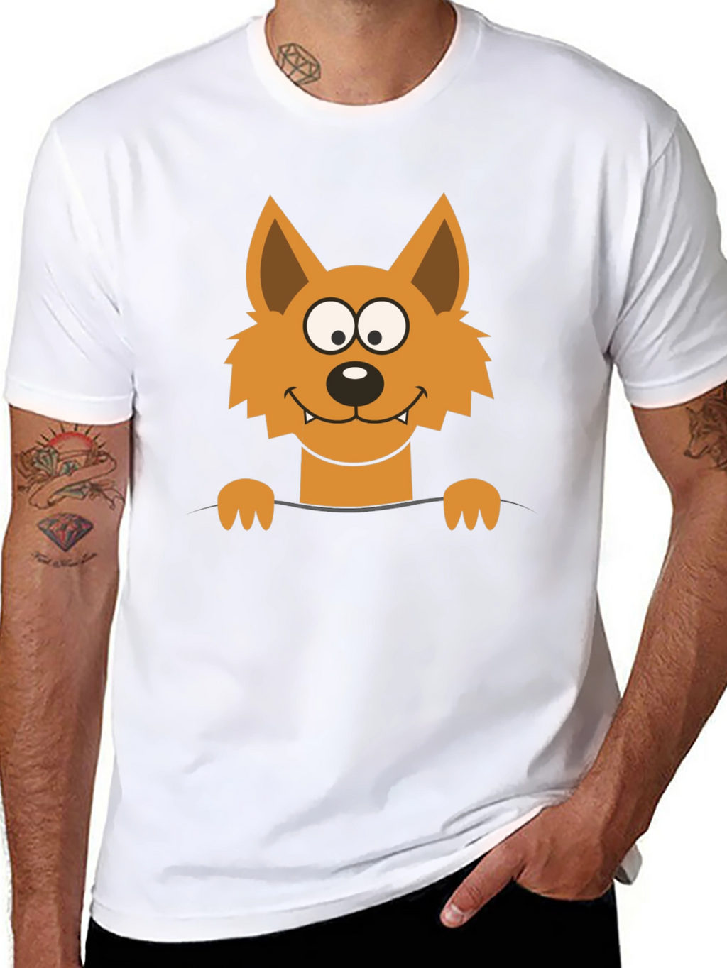 Cartoon Fox Graphic Black T-Shirt