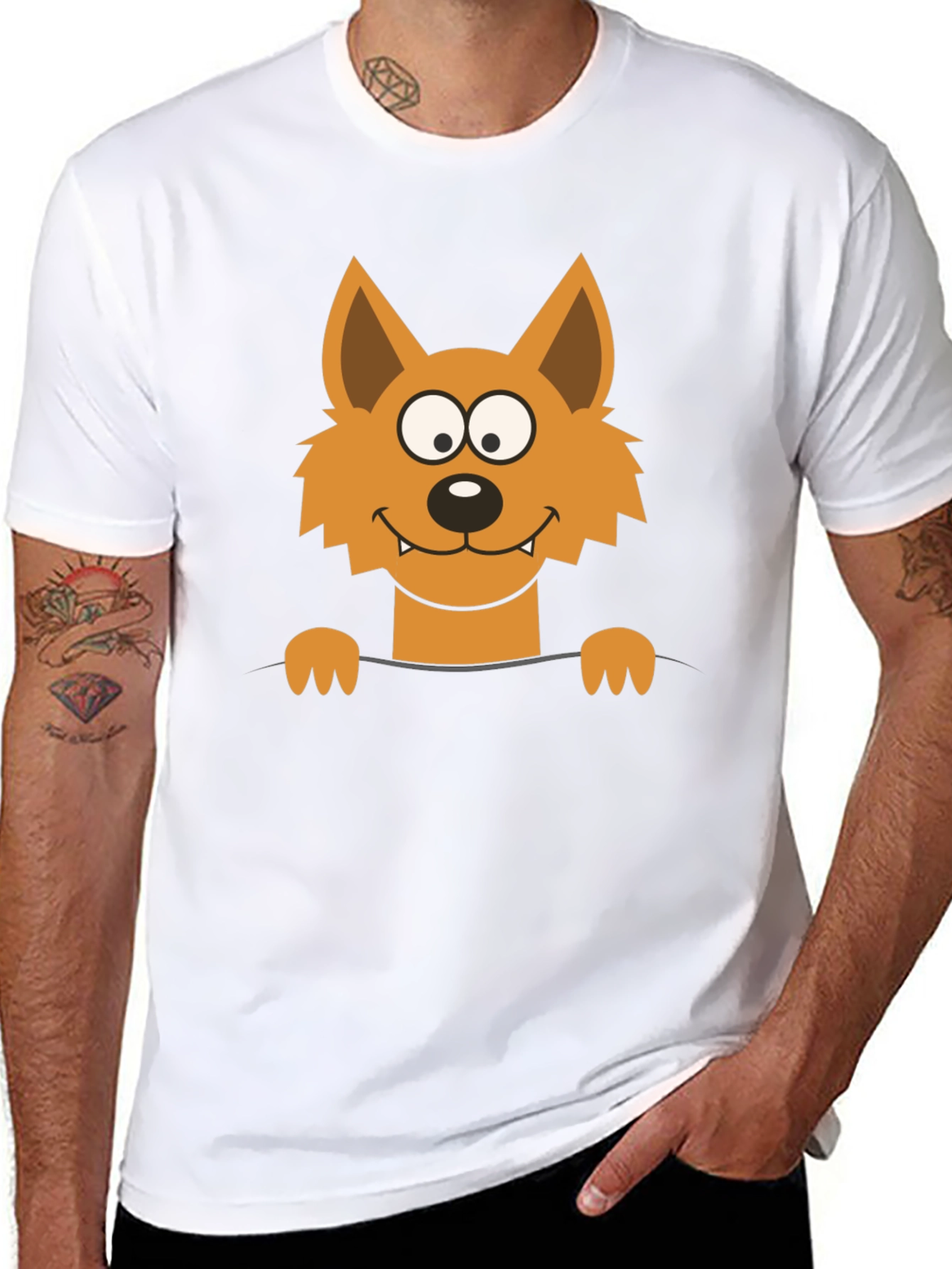 Cartoon Fox Graphic Black T-Shirt