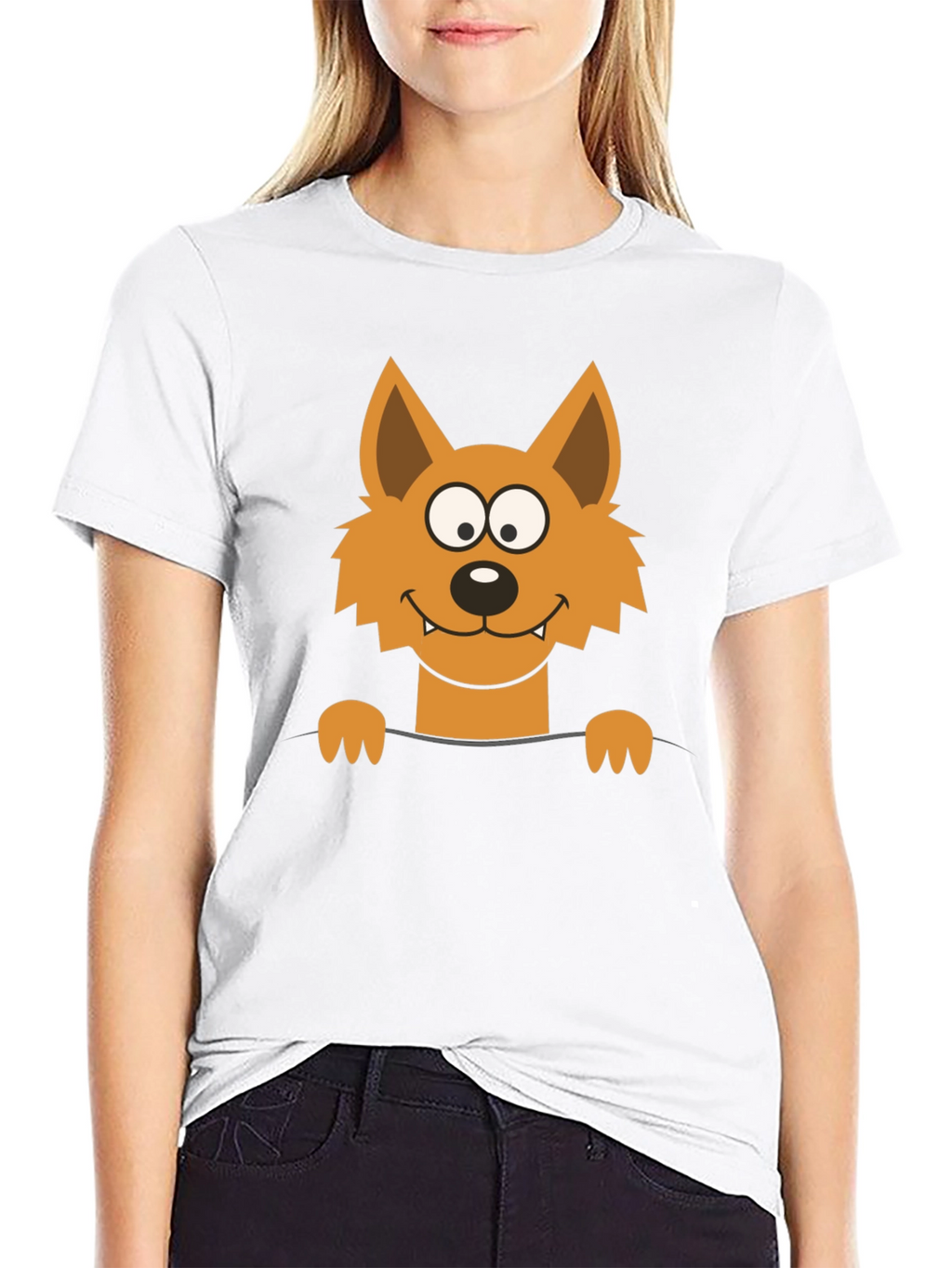 Cartoon Fox Graphic Black T-Shirt