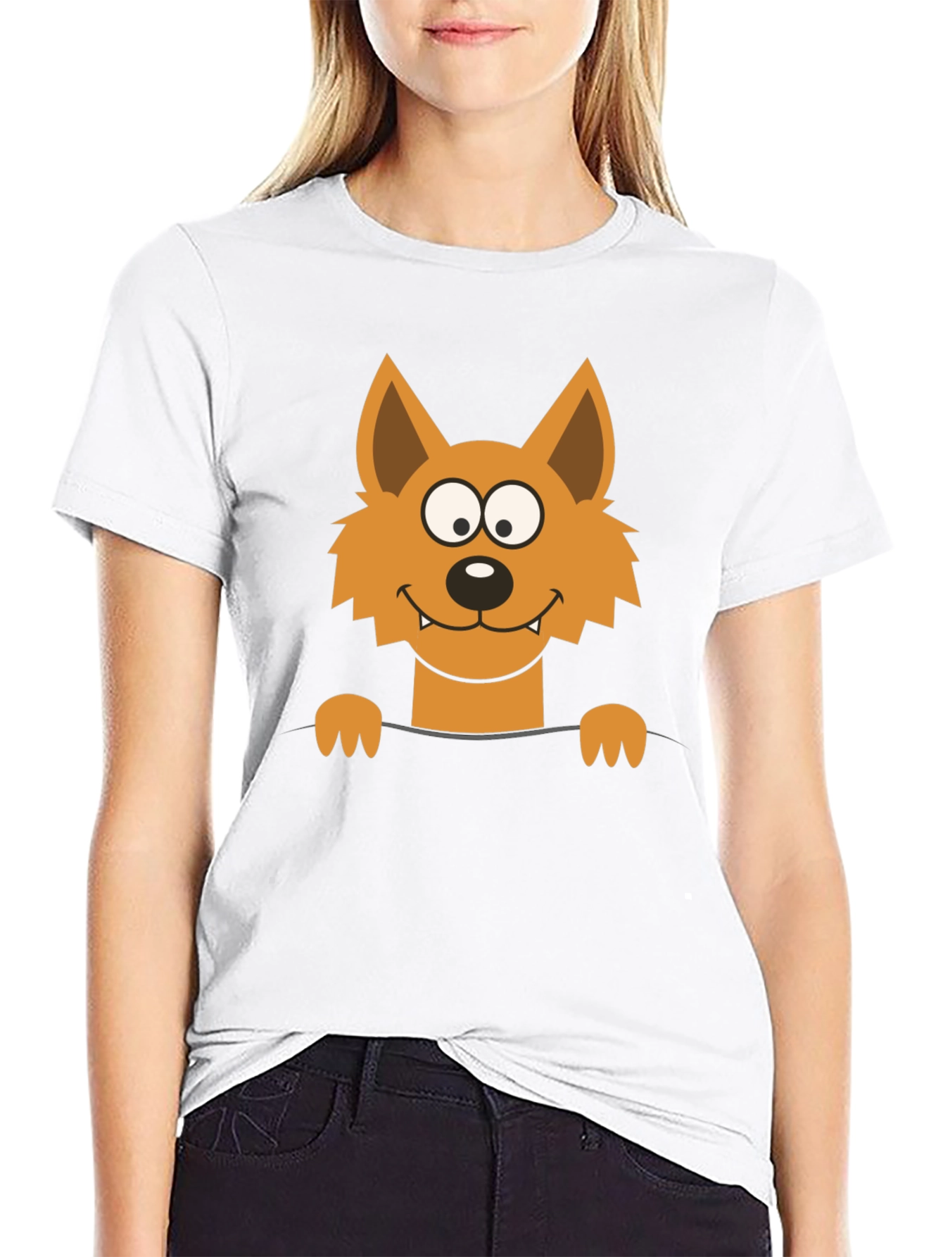 Cartoon Fox Graphic Black T-Shirt