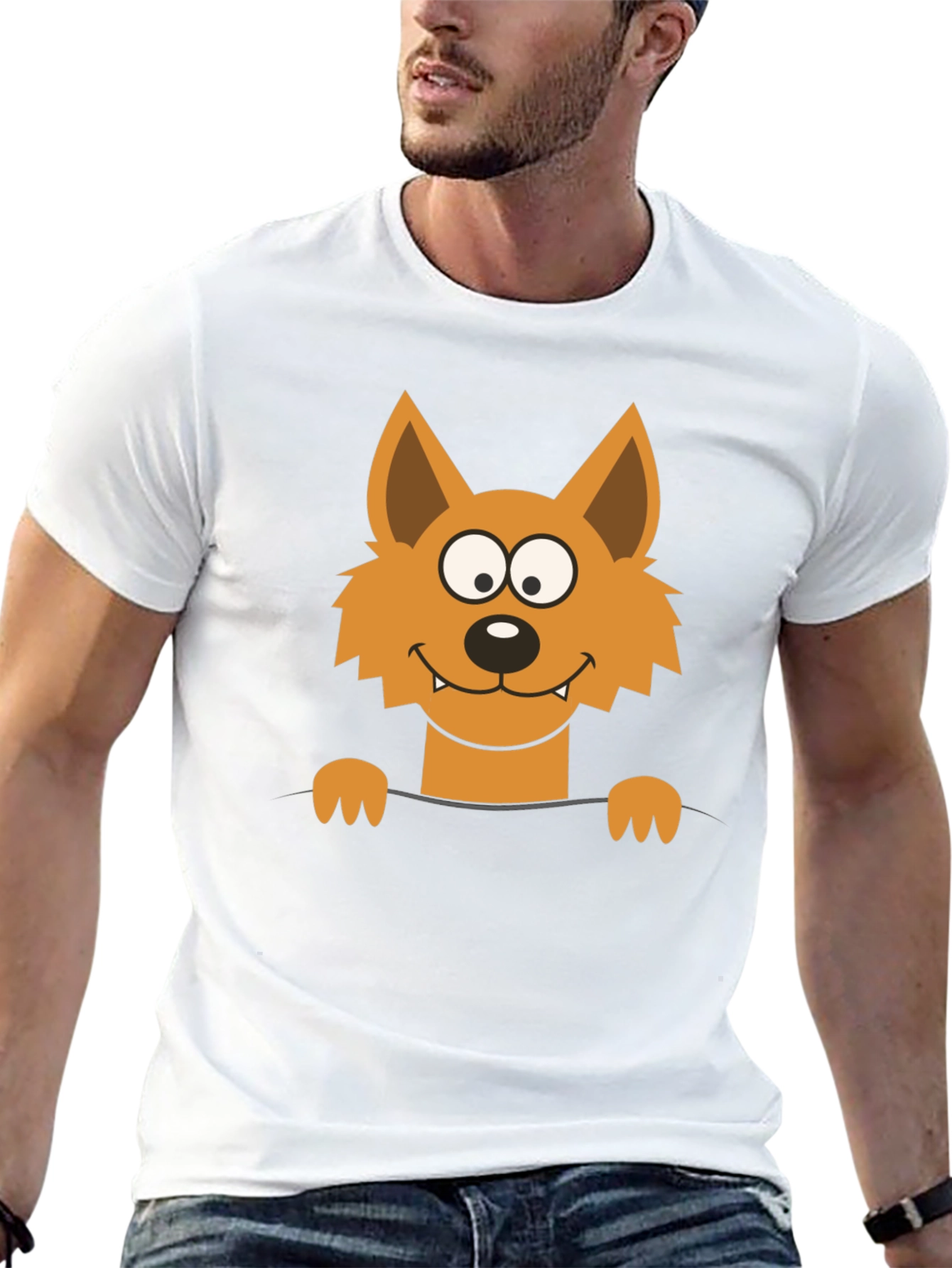 Cartoon Fox Graphic Black T-Shirt